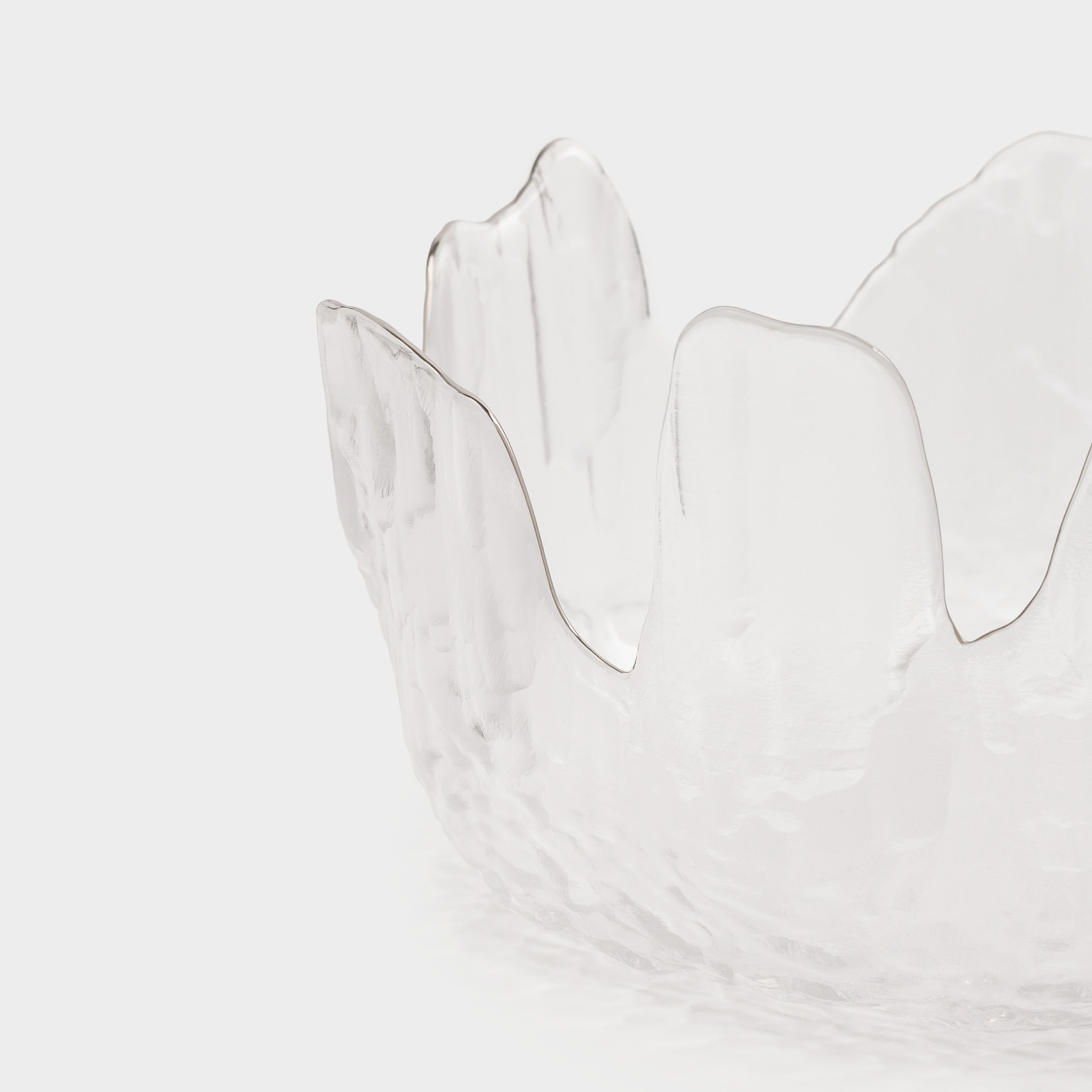 Salad bowl, 20x9 cm, 1,1 l, glass, with silver edging, Nautilus silver, image-4