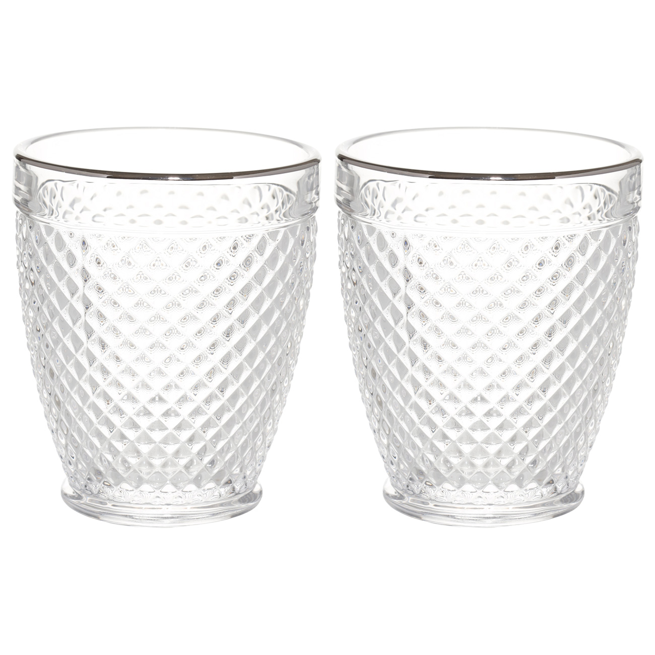 Drinking glass, 10 cm, 300 ml, 2 pcs, glass R, with silver edging, Verona silver, image-0