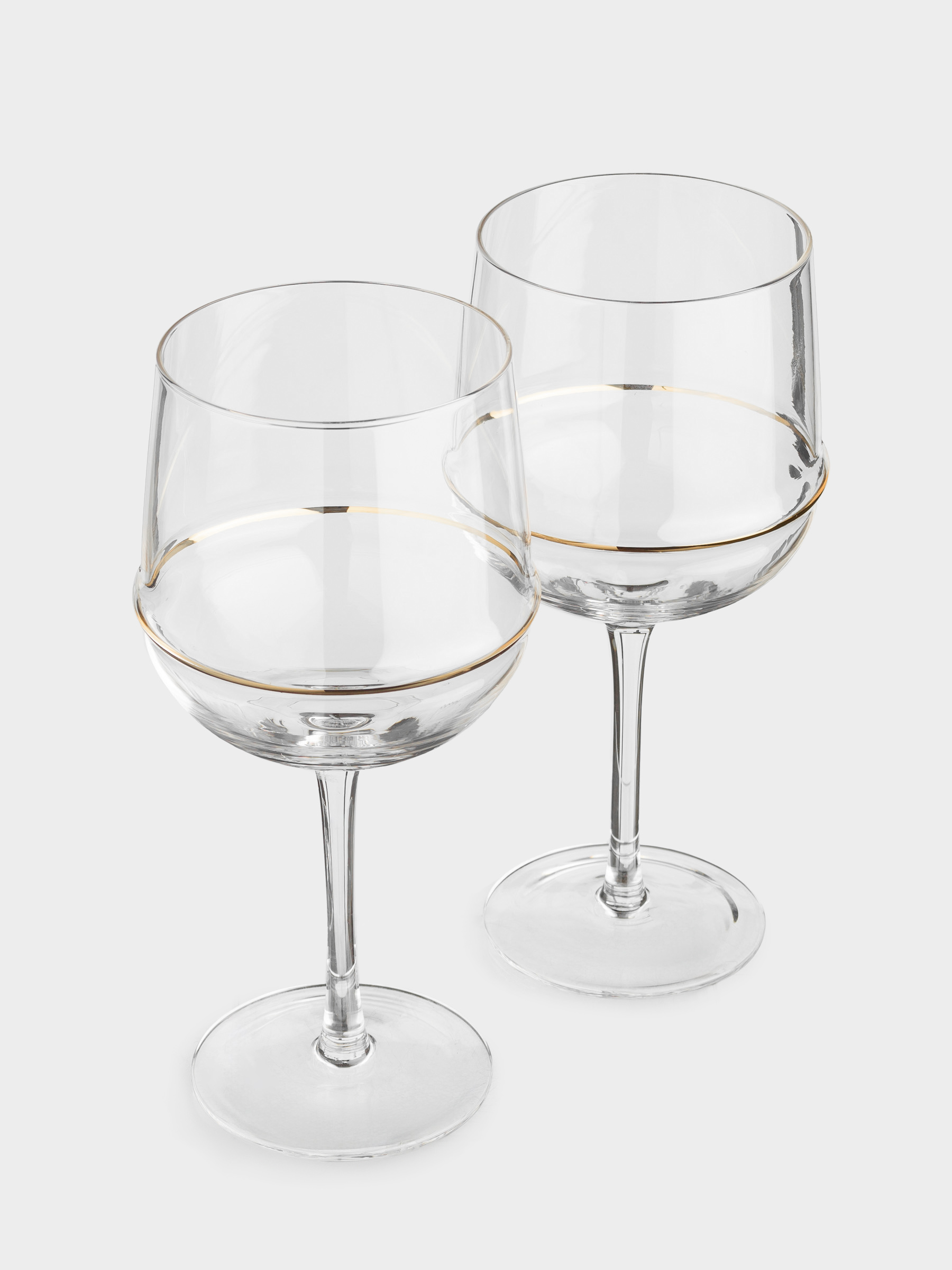 Drinking glass, 510 ml, 2 pcs, Crystal glass, Golden ring, Rivello, image-2