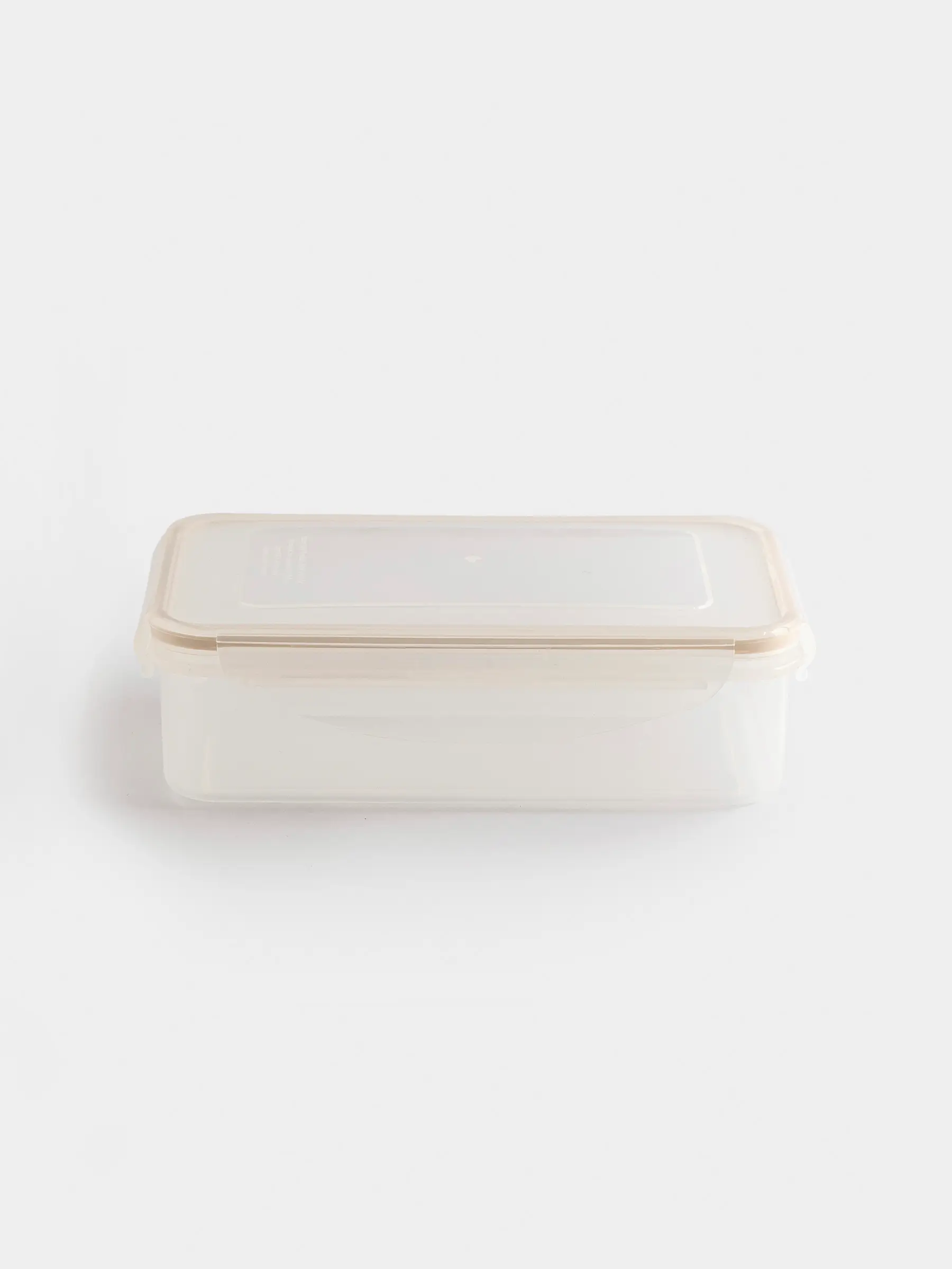 Container, 800 ml, with clips, plastic / silicone, rectangular, beige, Roomy clip
