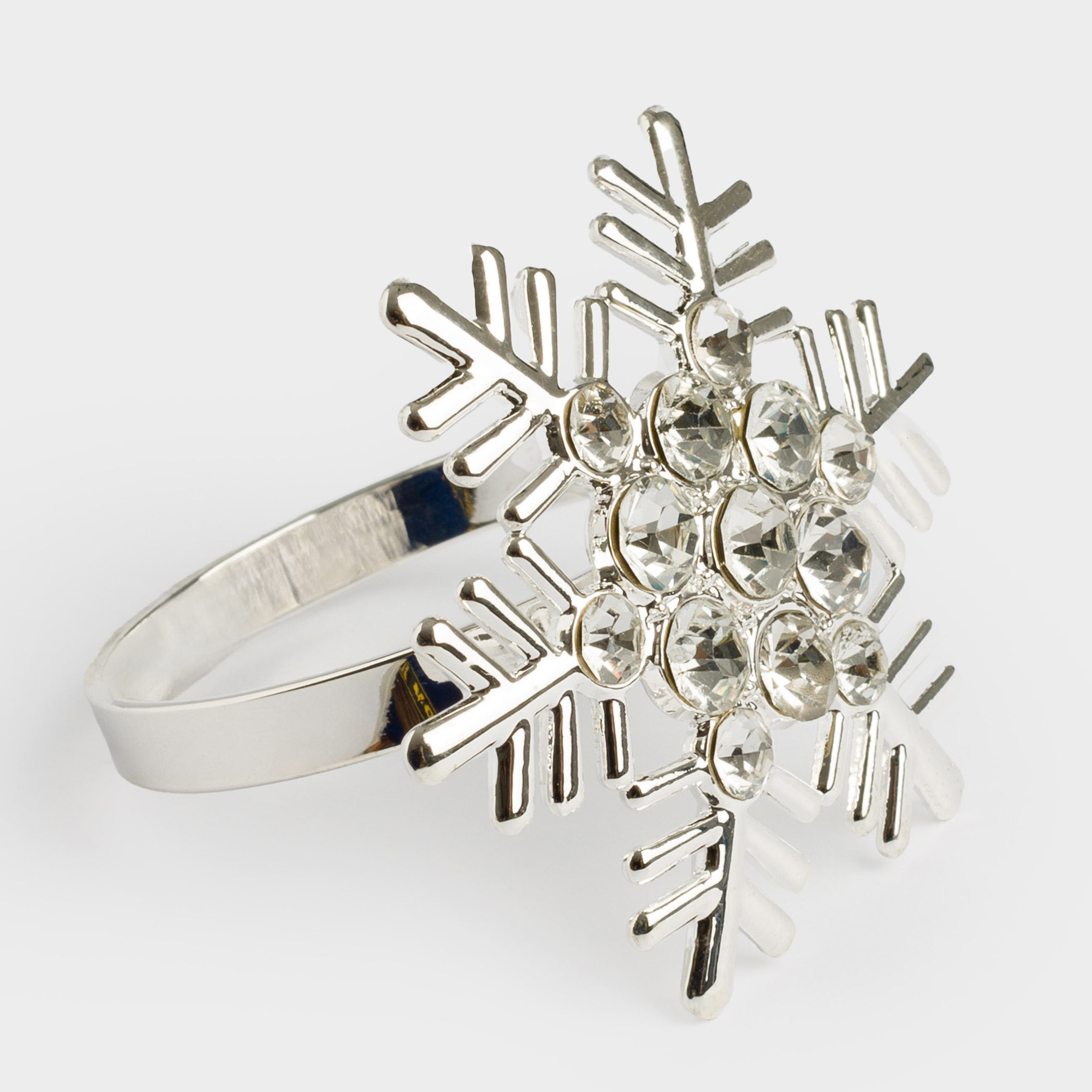 Napkin ring, 5 cm, metal, silver, Snowflake with crystals, Snowfall, image-2