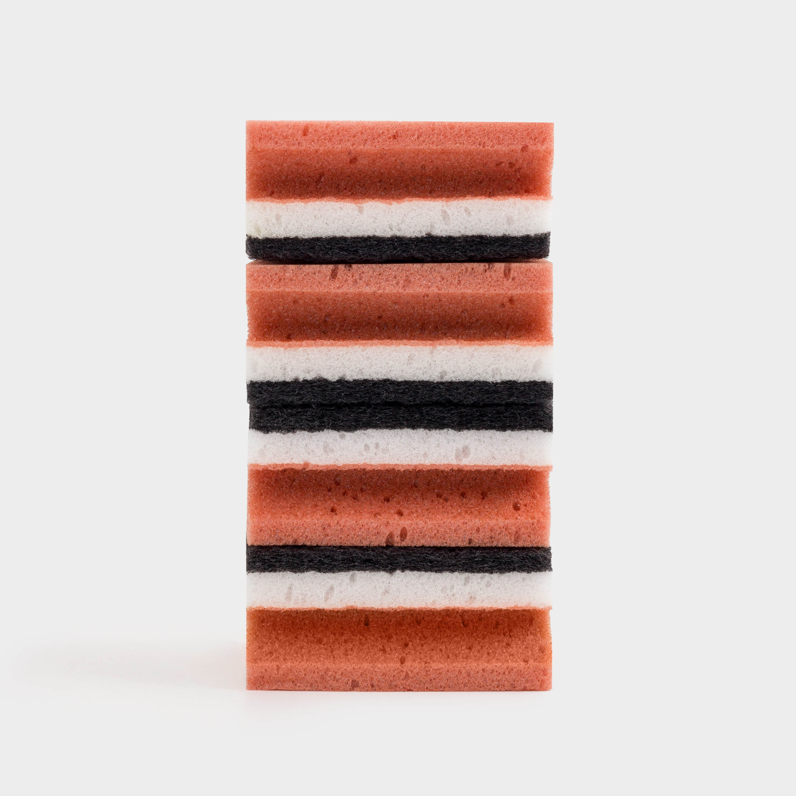 Dish washing sponge, 10x7 cm, 4 pcs, foam rubber / abrasive, rectangular, brown-gray, Clean