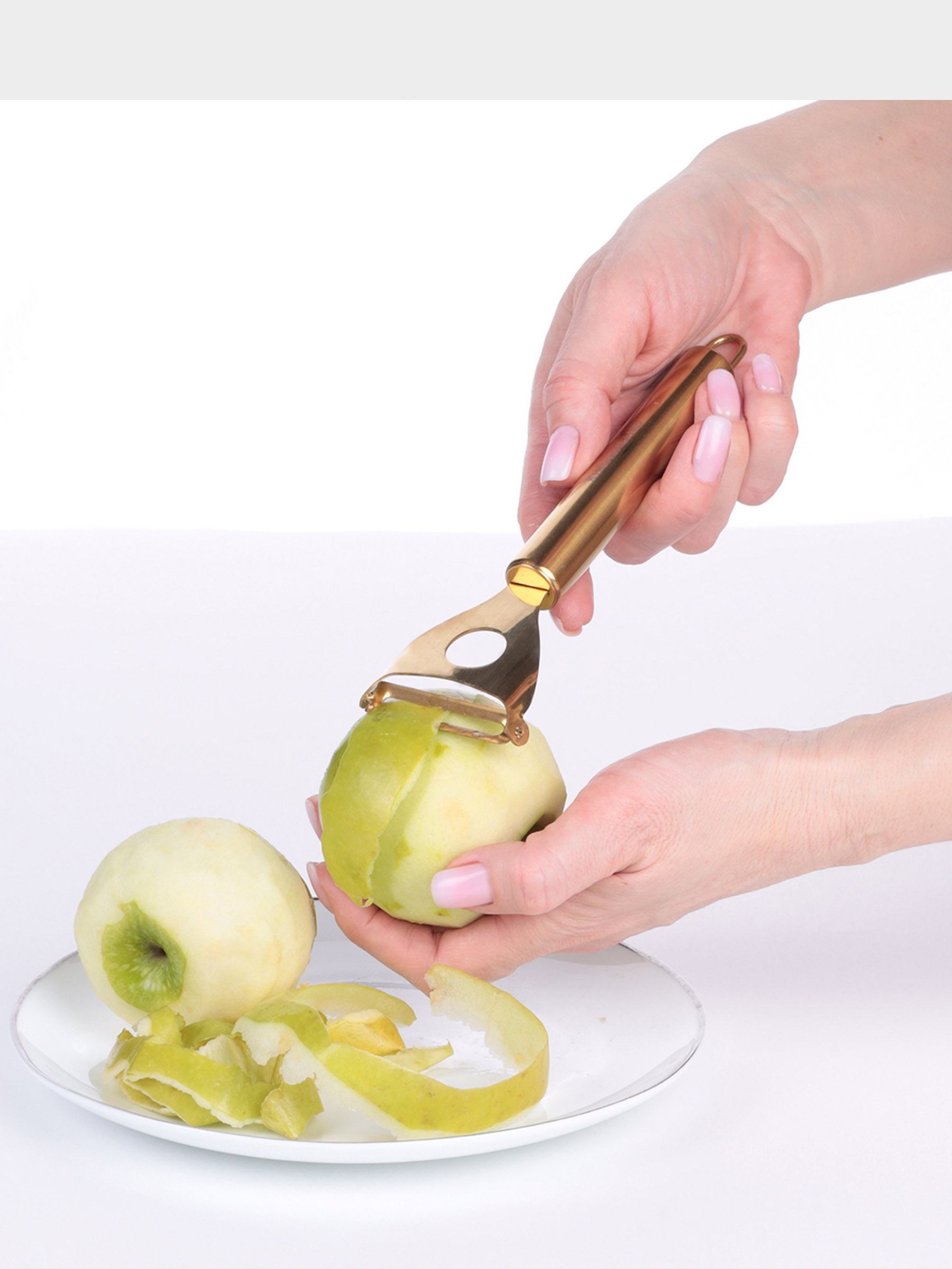 Vegetable peeler, 17 cm, steel, golden, Spiro gold, image-2