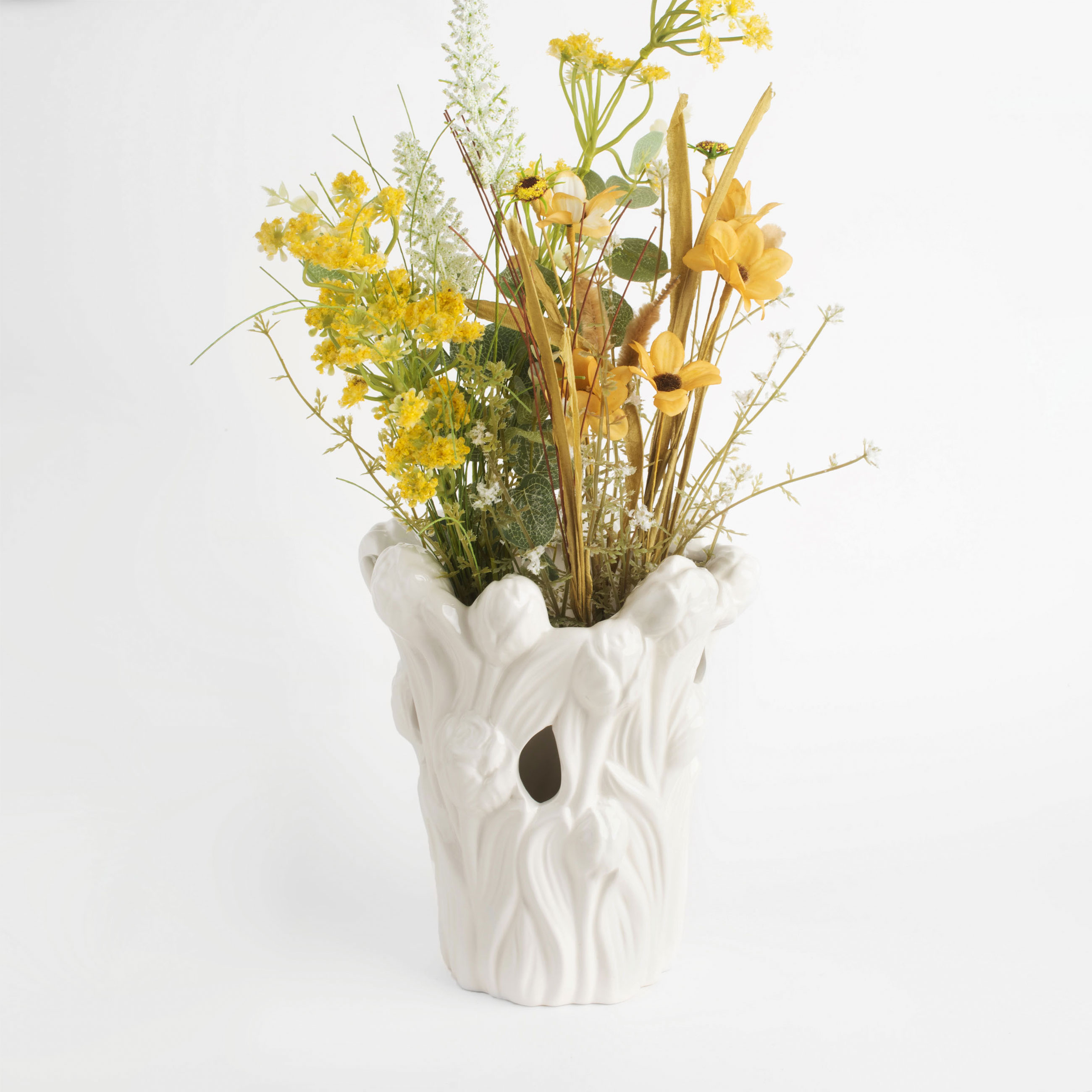 Flower vase, 25 cm, decorative, ceramic, white, Tulips, Tulip, image-5