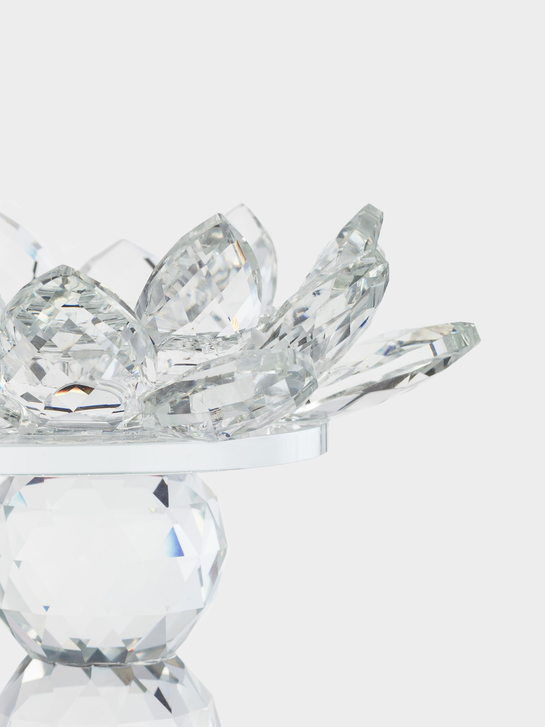 Candlestick, 13 cm, for a cylindrical candle, on a leg, glass, Flower, Crystal flower, image-3
