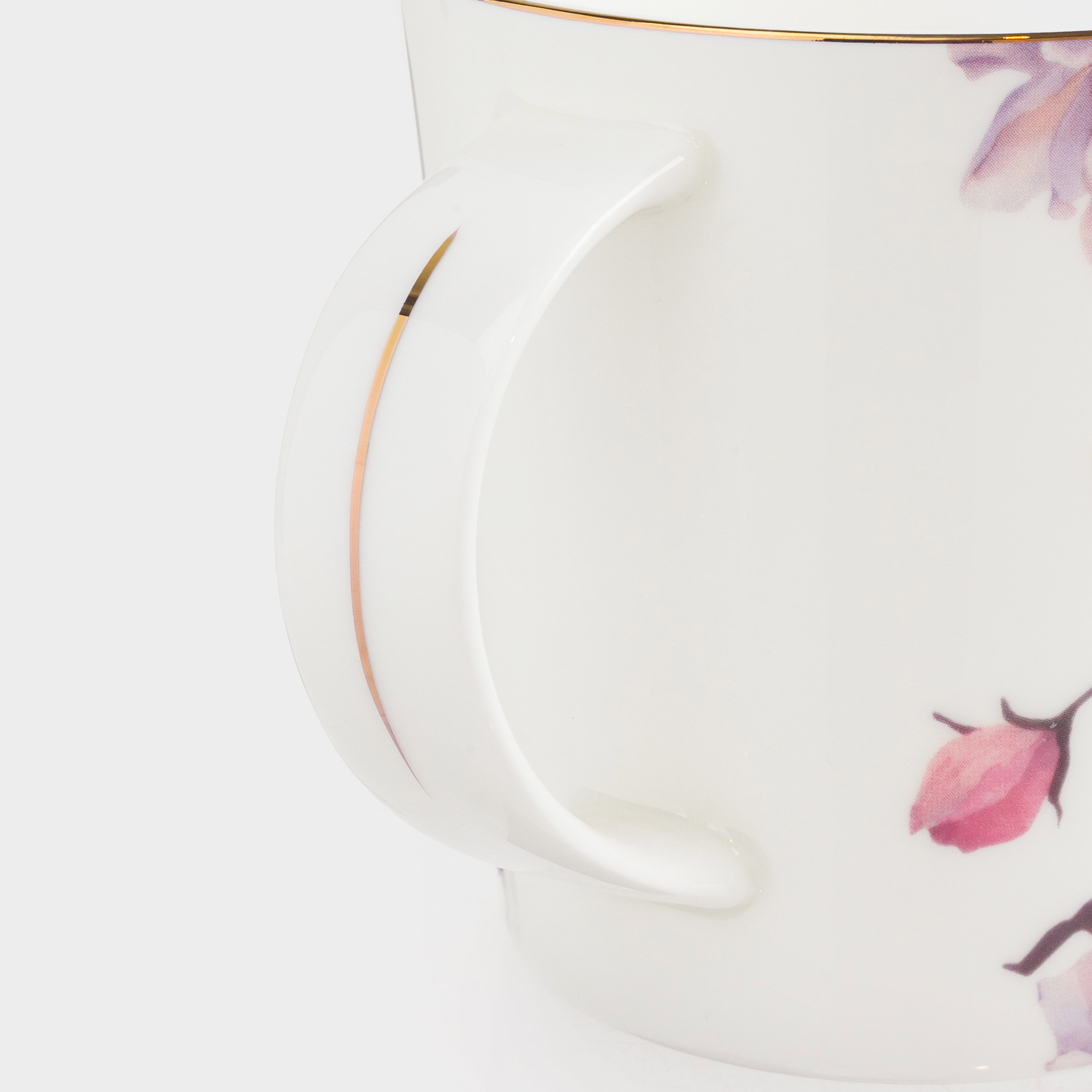 Mug, 450 ml, porcelain F, with golden edging, white, Large flower, Bloome, image-2