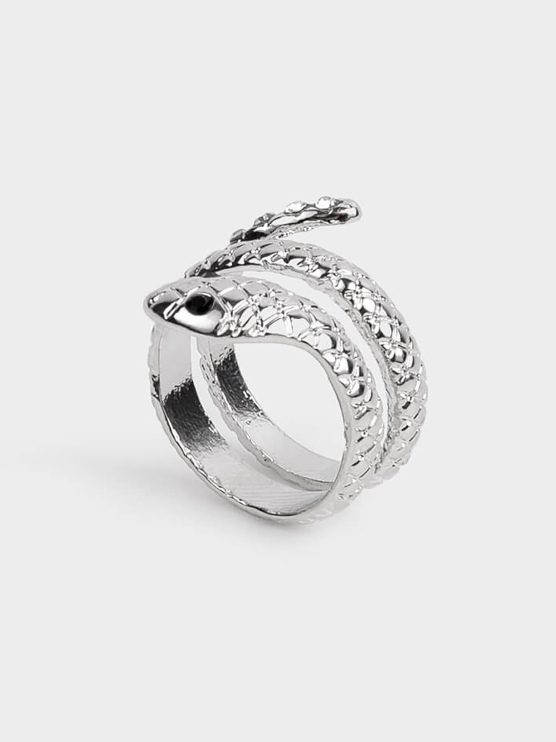 Ring, size S-M, single size, metal, Silver, Snake, Jewelry snake