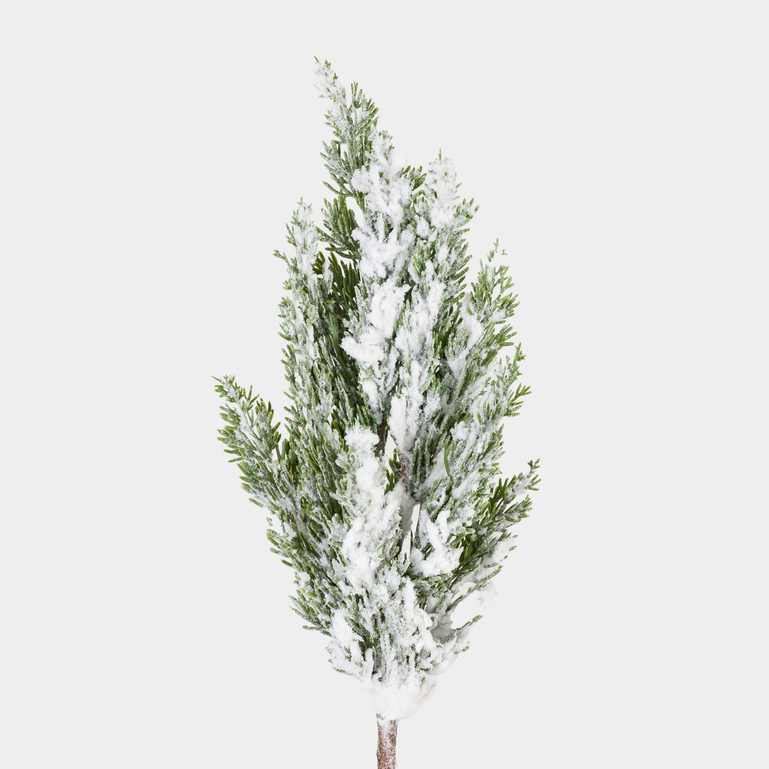 Decorative branch, 77 cm, polyethylene/paper, Snow-covered needles, Snowy decor, image-1