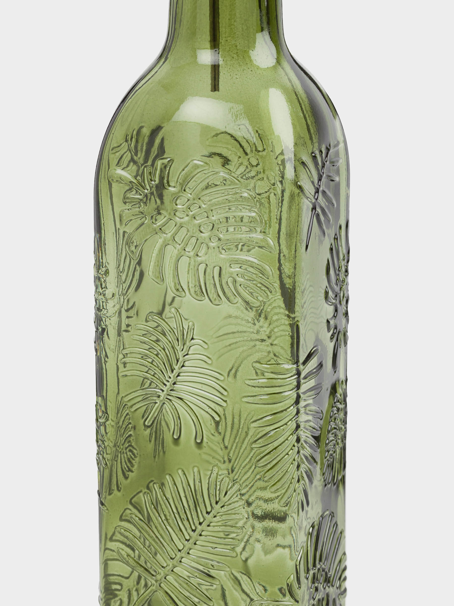 Oil or vinegar bottle, 500 ml, with dispenser, glass R / metal, green, Monstera, Royal jungle, image-3