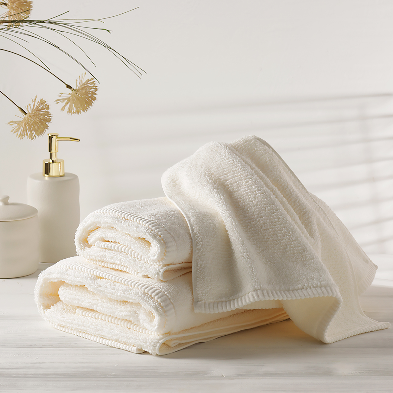 Towel, 70x140 cm, cotton, white, Terry cotton, image-0