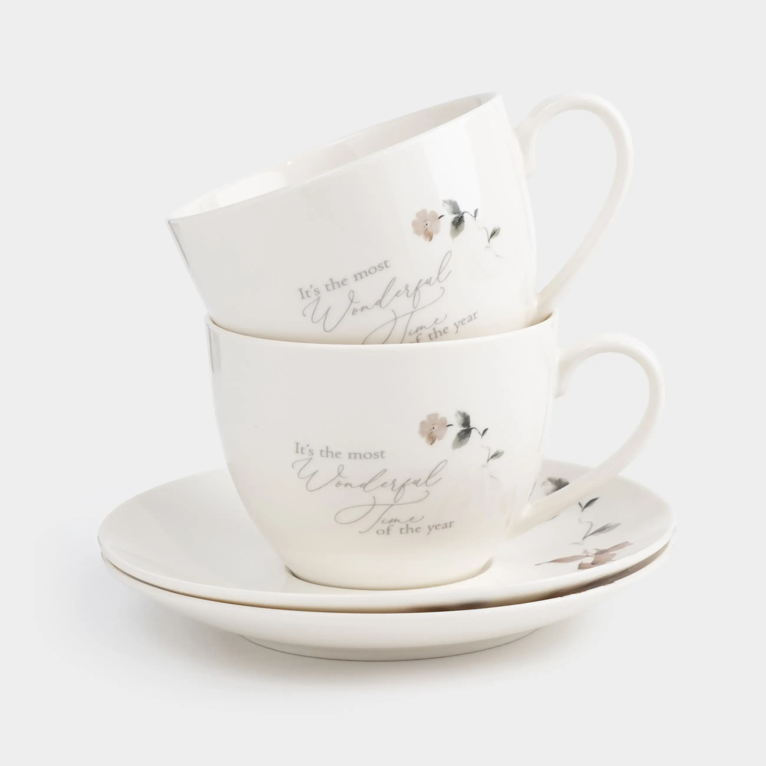 Tea pair, 2 persons, 4 items, 280 ml, porcelain N, Autumn flowers, Refined floral