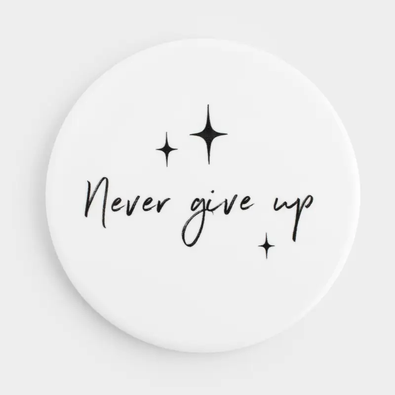 Coaster, 11 cm, ceramic / cork, round, White, Scroll ,image-0