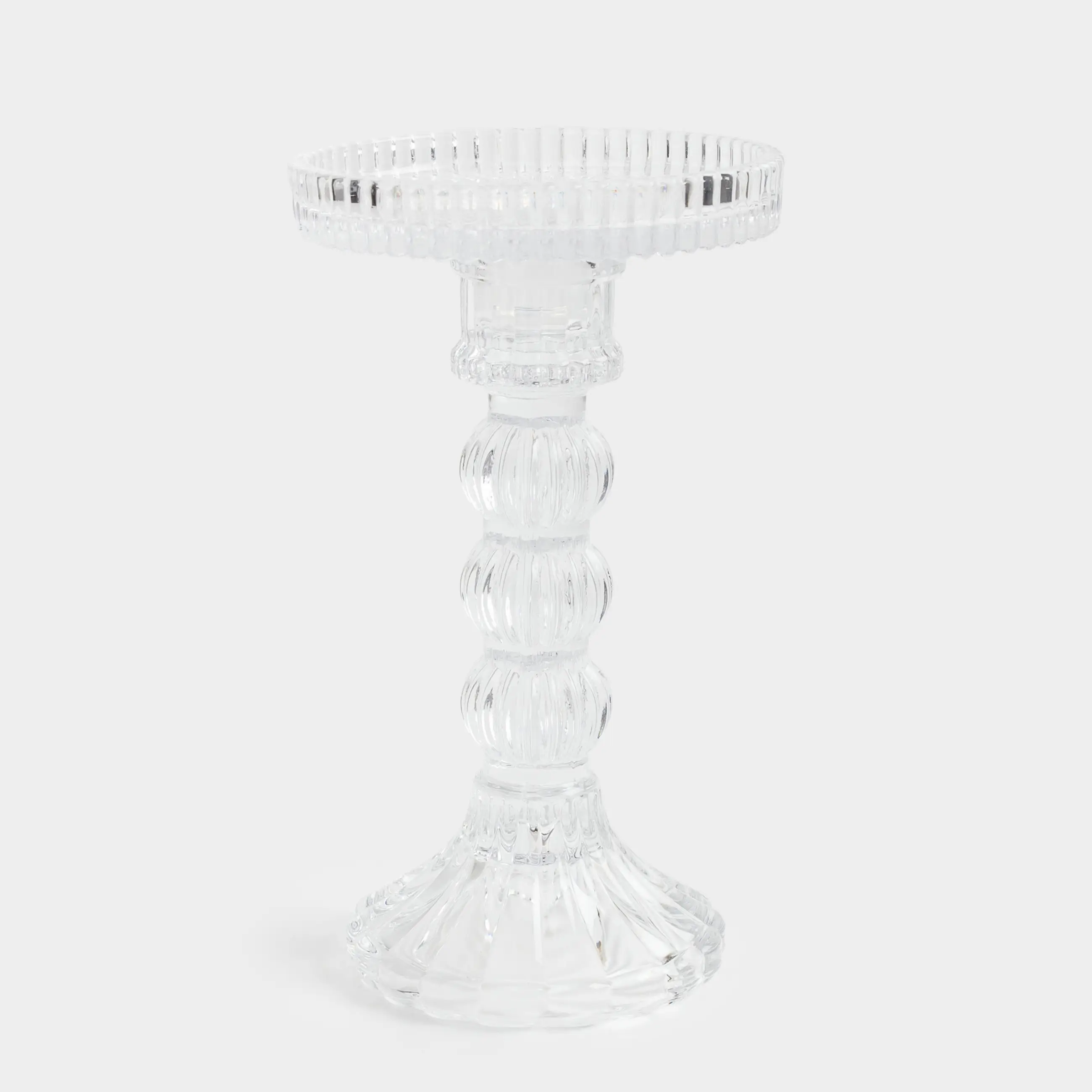 Candle holder, 16 cm, for cylindrical / thin candles, on a leg, collapsible, glass R, Ribby, image-0