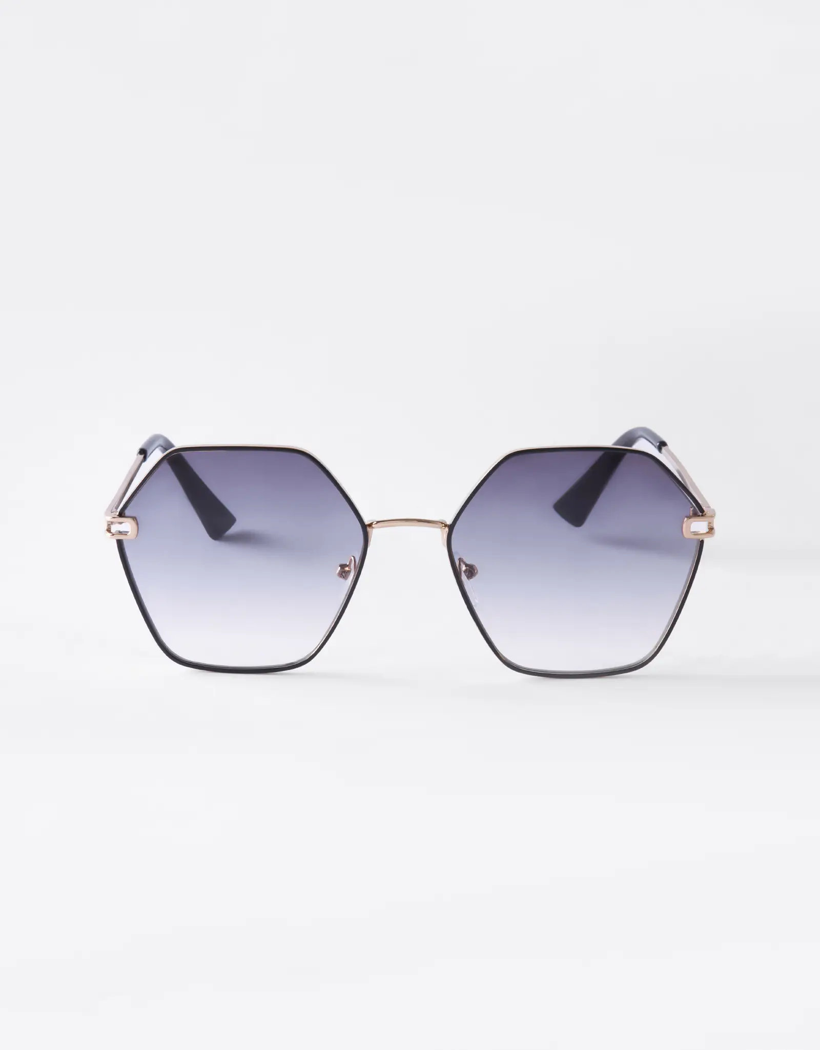 Sunglasses, metal/plastic, hexagonal, black, Geometric