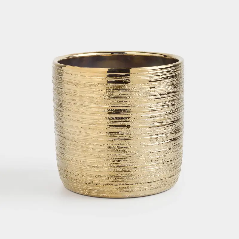 Planters, 14x14 cm, ceramic, golden, Galore