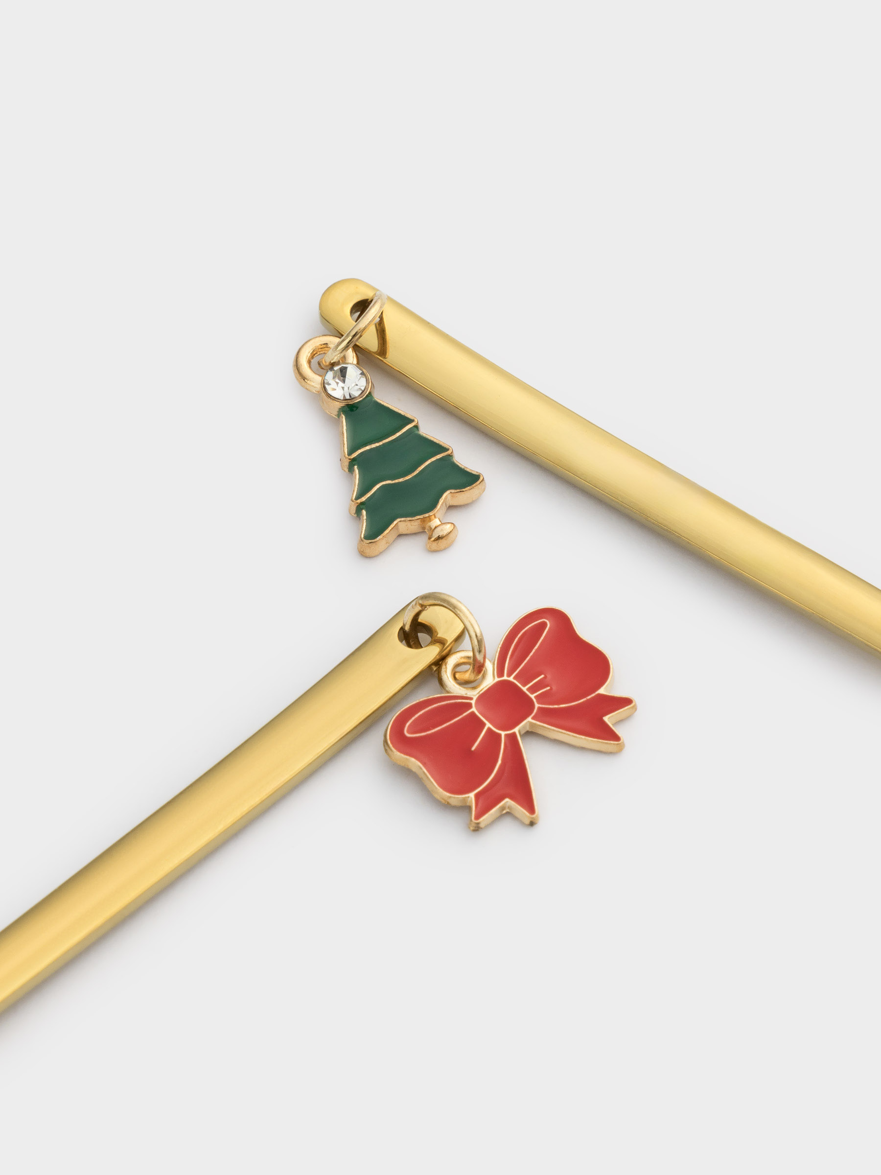 Dessert spoon, 14 cm, 2 pcs, steel, golden, Bow/Christmas tree, Christmas traditions, image-1