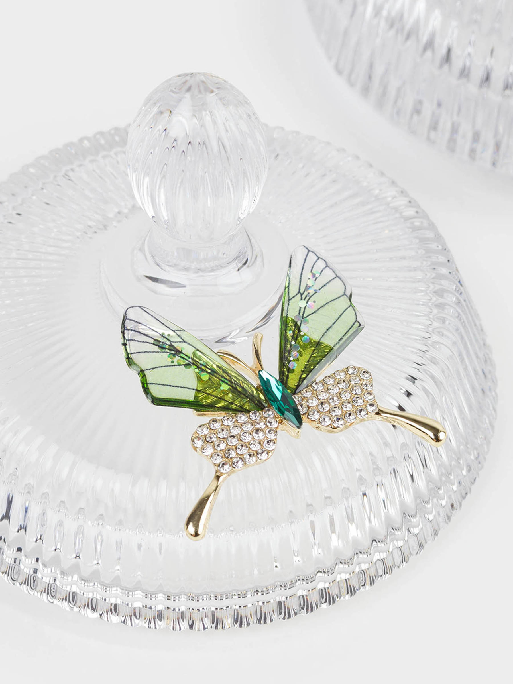 Storage container, 11x13 cm, 250 ml, glass R / rhinestones, Butterfly, Butterfly, image-4