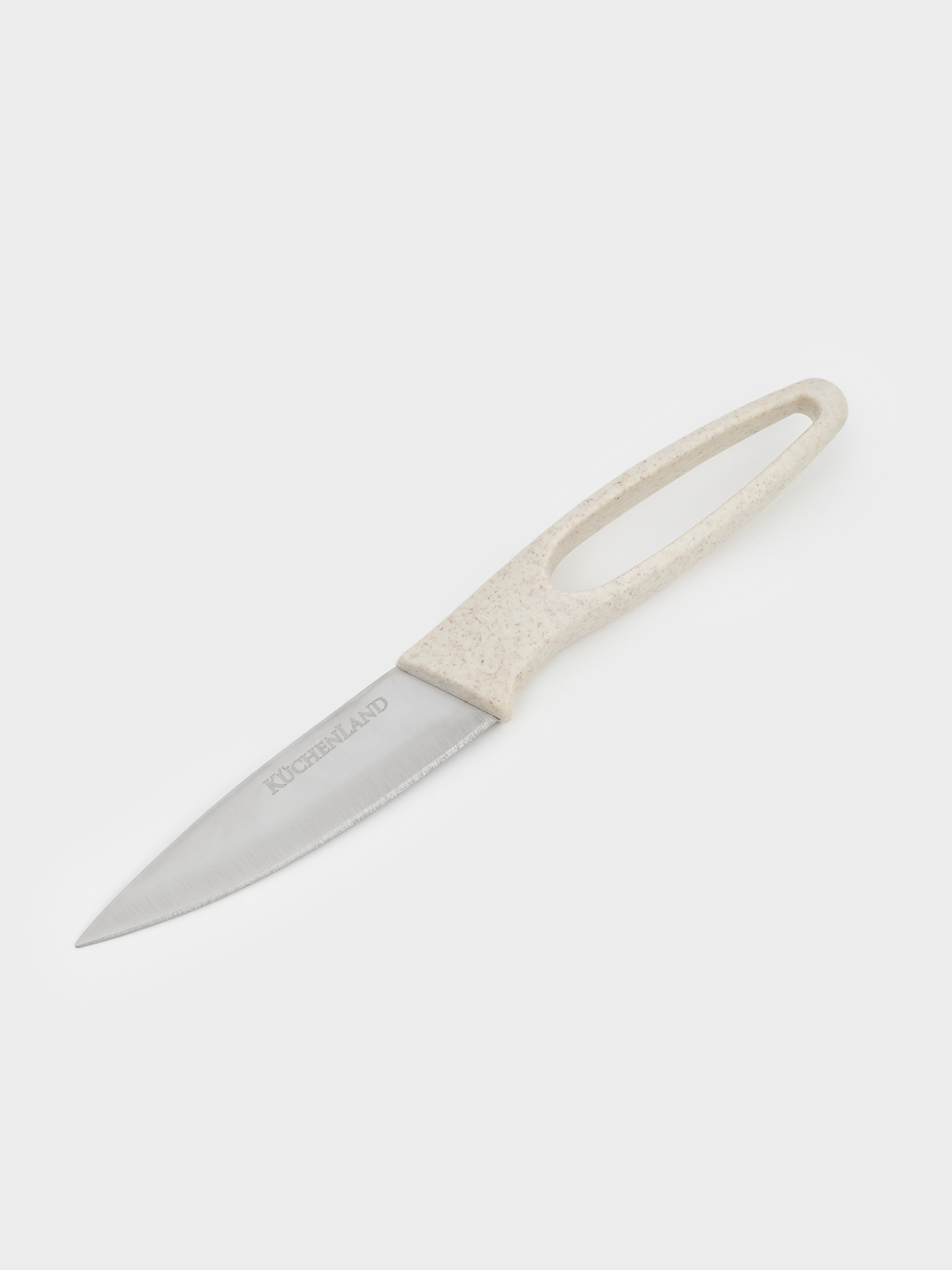 Paring knife, 9 cm, with case, steel / plastic, beige, speckled, Soft speckled, image-1