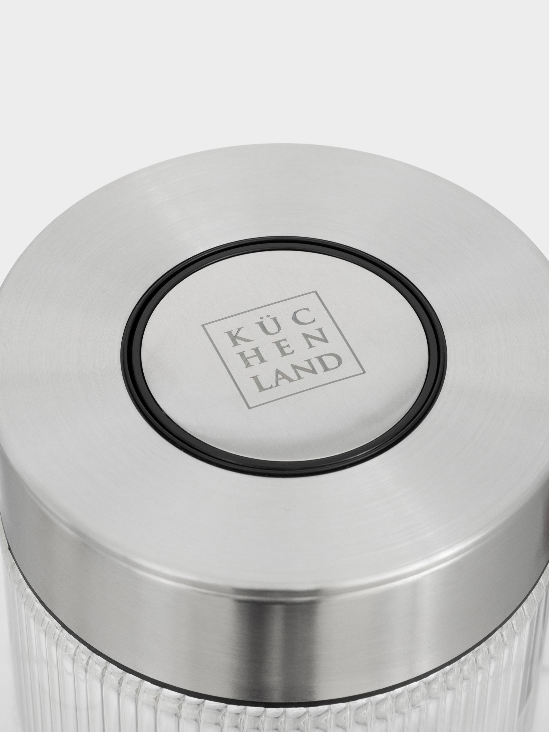 Bulk products jar, 360 ml, with vacuum lid, glass B, Ribby steel, image-2