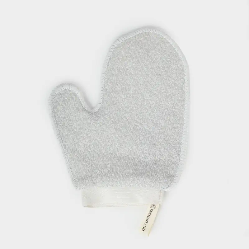 Washcloth-mitten for washing the body, 20x16 cm, nylon / cotton, gray-blue, Unique spa, image-0