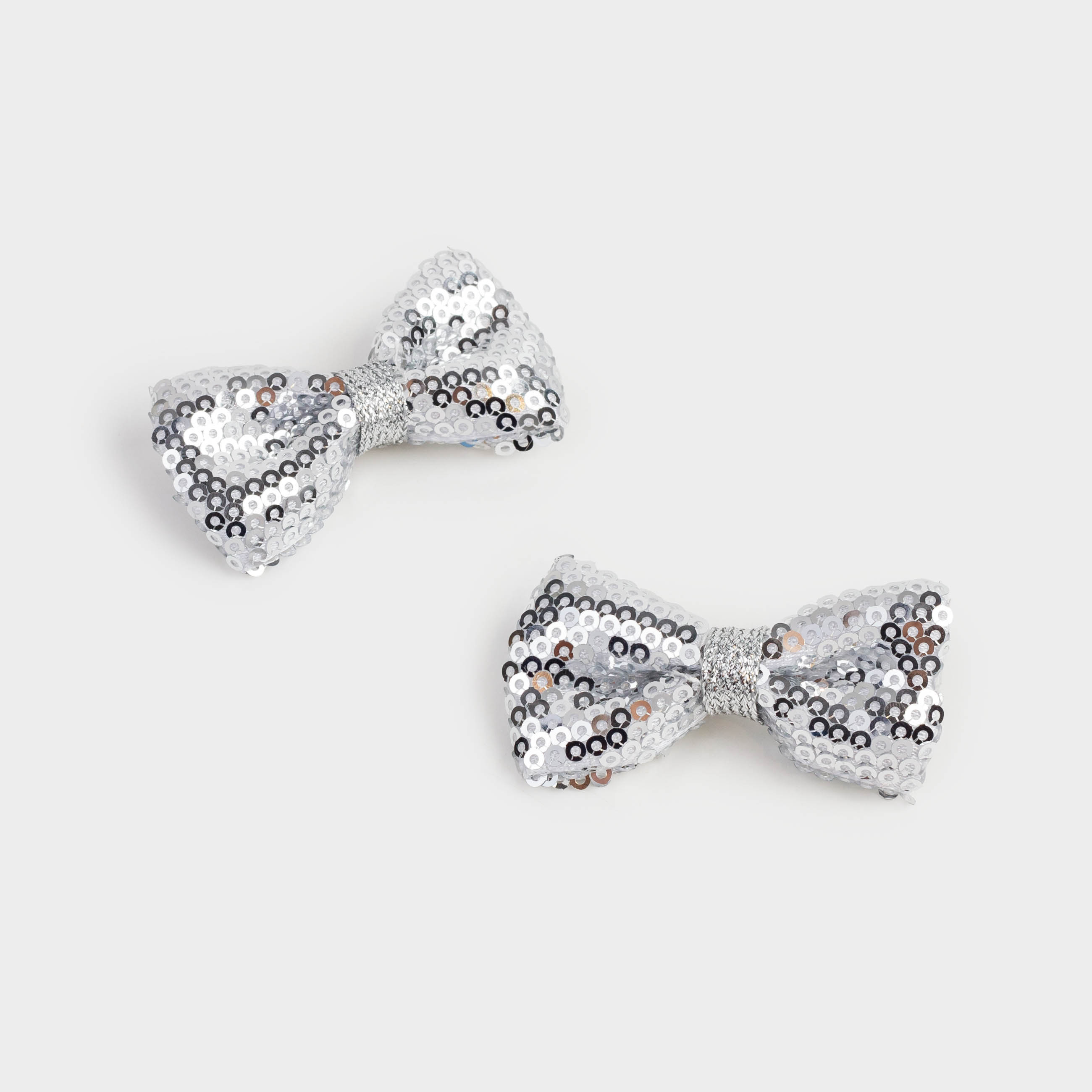 Hair clip, 6 cm, 2 pcs, Children's, Polyester / metal, White, Bows, Hairstyle, image-0