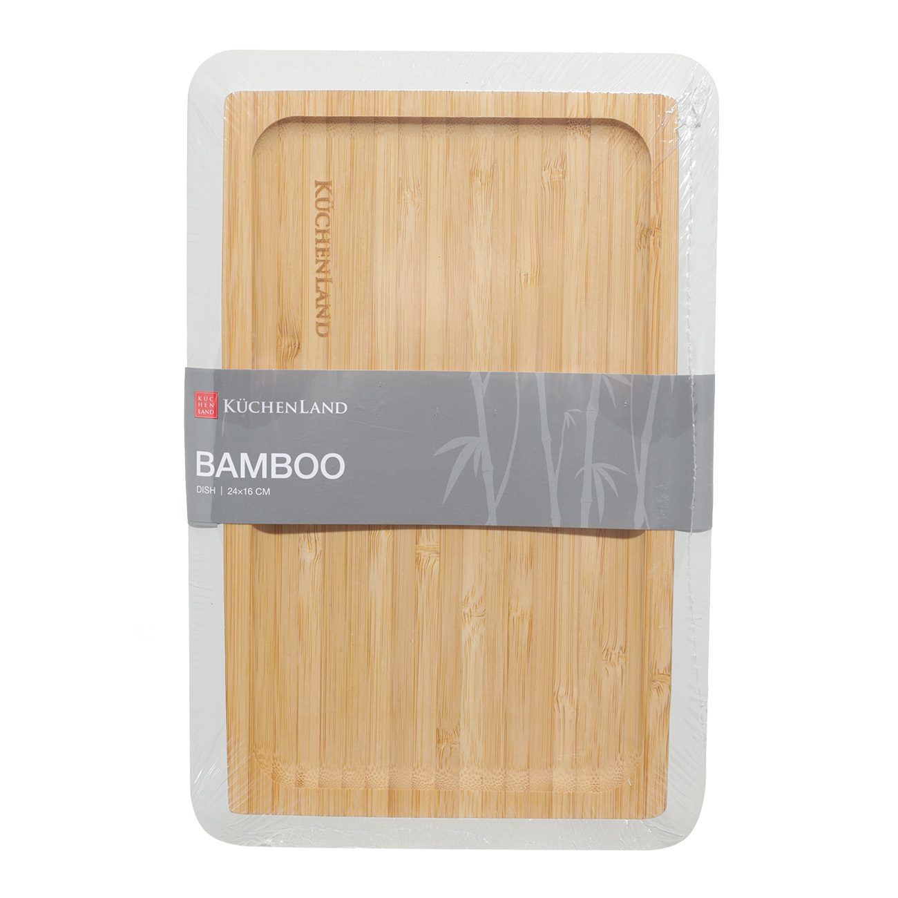 Dish, 24x16 cm, bamboo, rectangular, grey edging, Bamboo soft, image-1