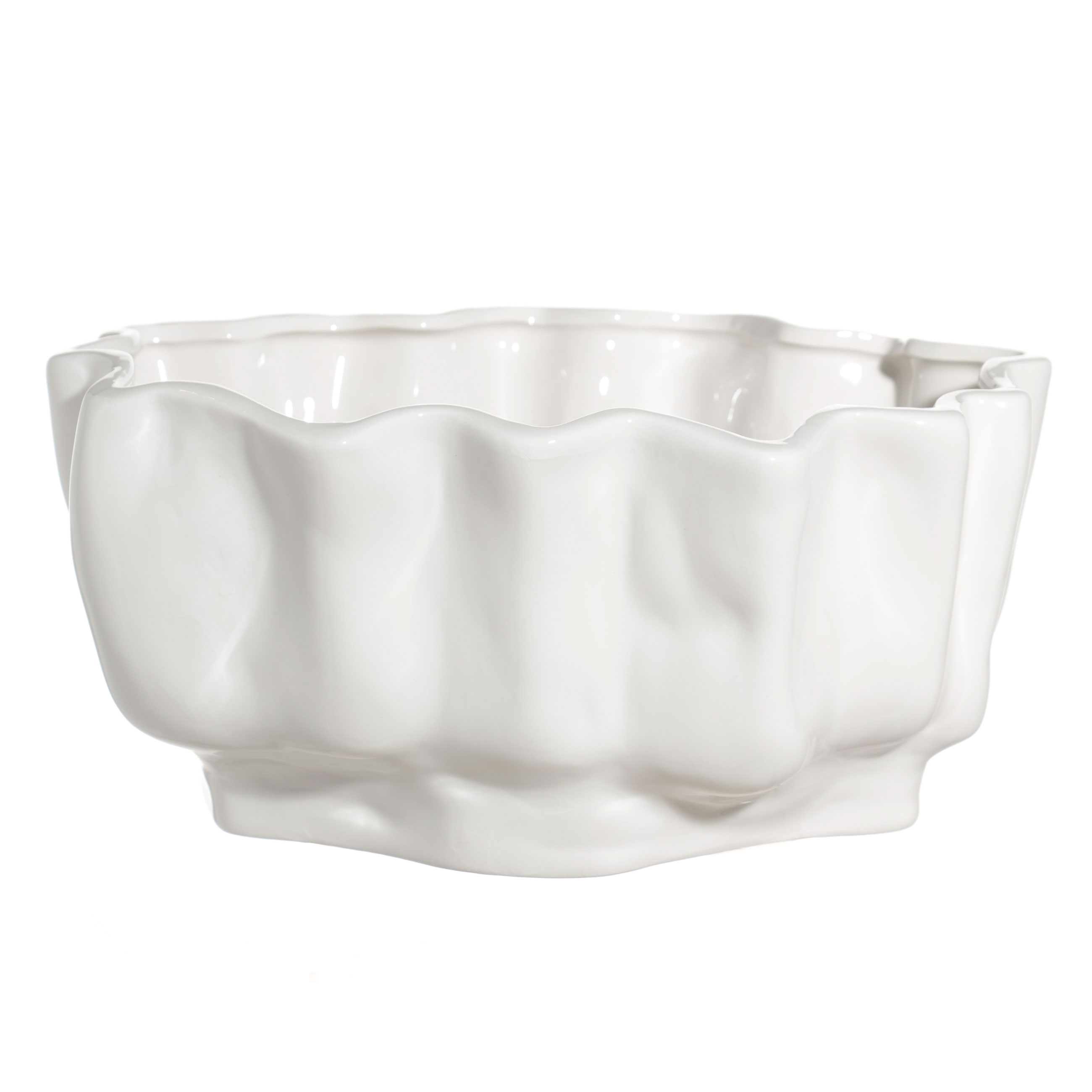 Fruit bowl, 26x20 cm, ceramic, milky, Bends, Crumple, image-0