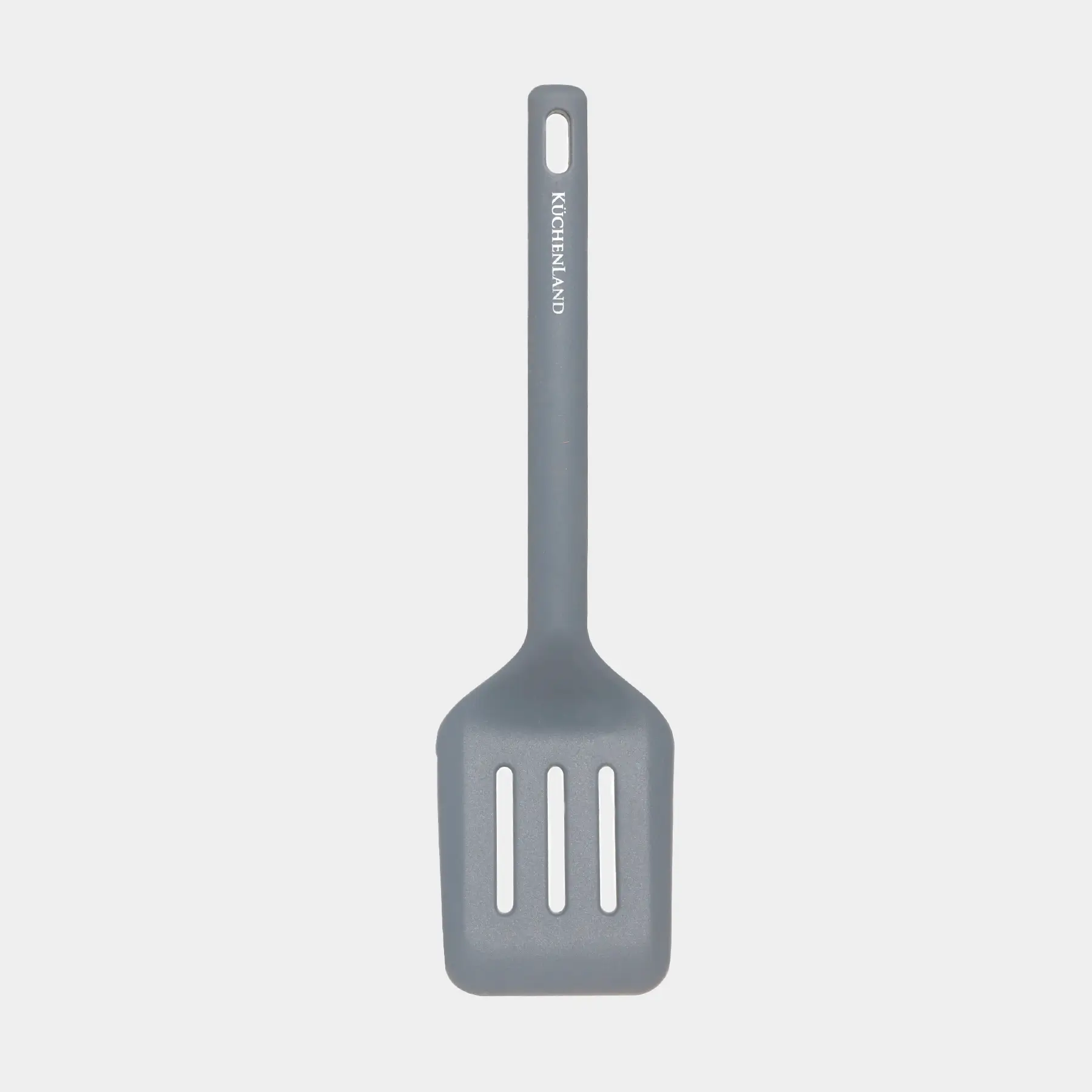 Spatula, 30 cm, slotted, Silicone, Grey, Grey steel