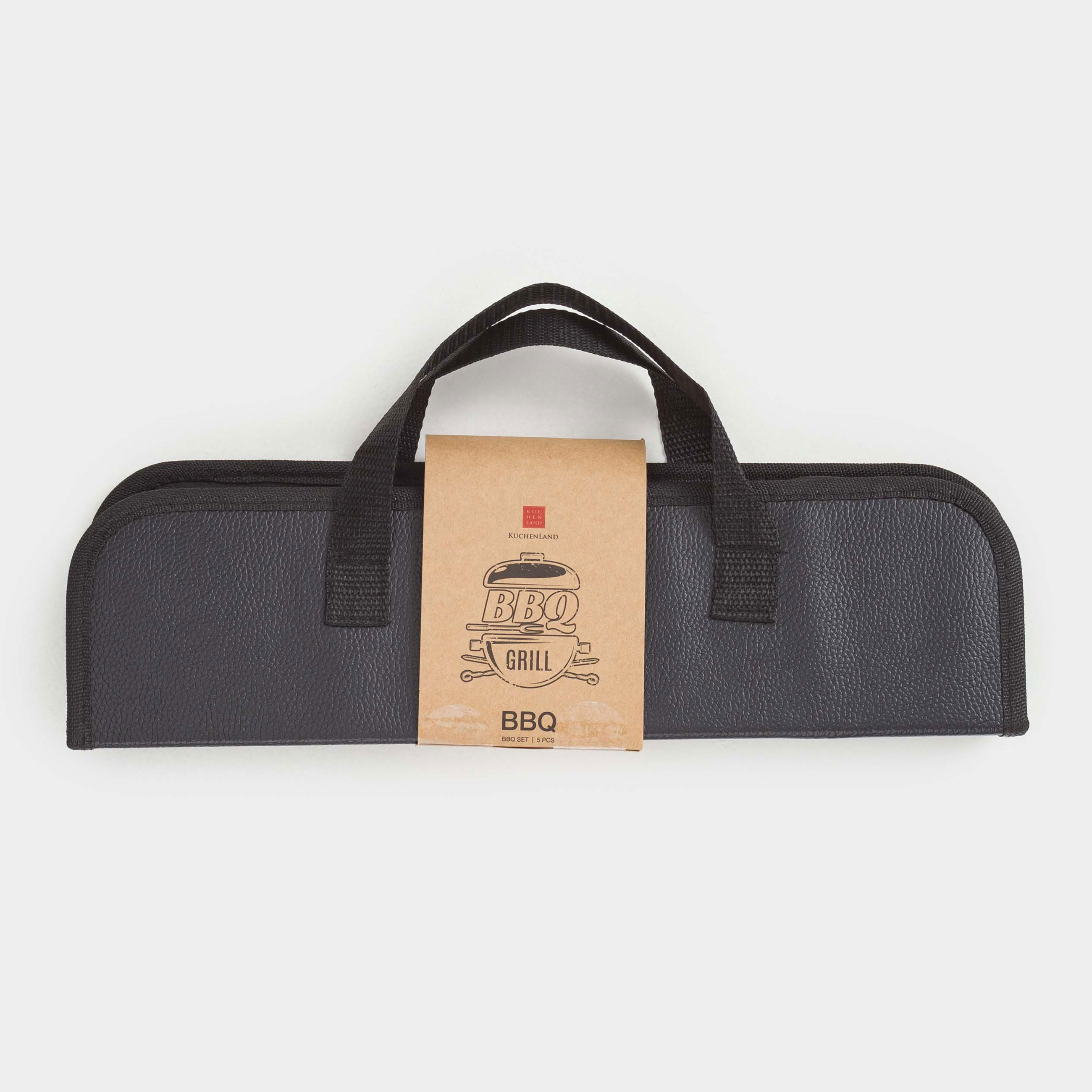 BBQ set, 5 items, in a fabric case, steel / silicone/eco-leather, BBQ
