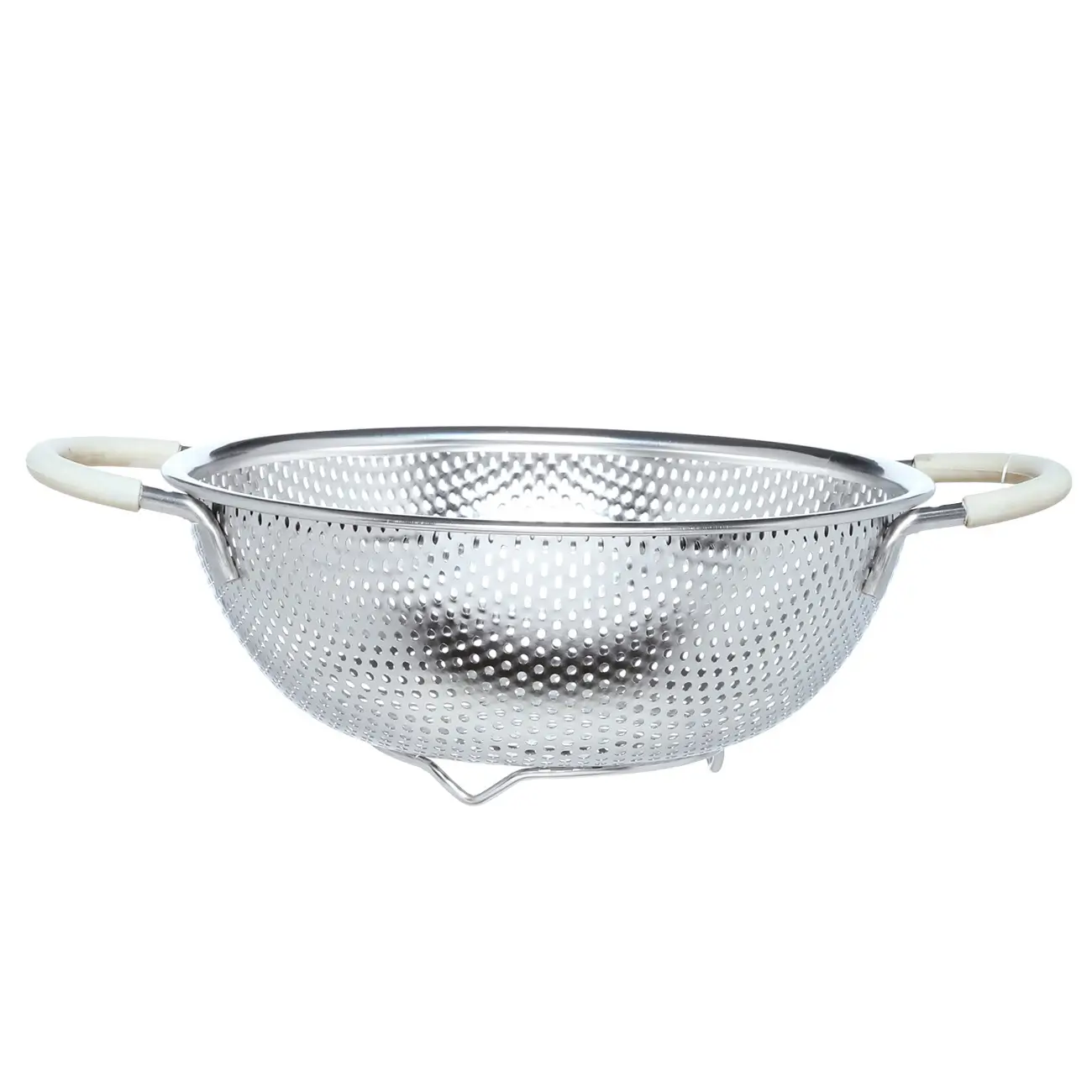 Colander, 19 cm, with two handles, steel / silicone, beige, Tammy, image-0