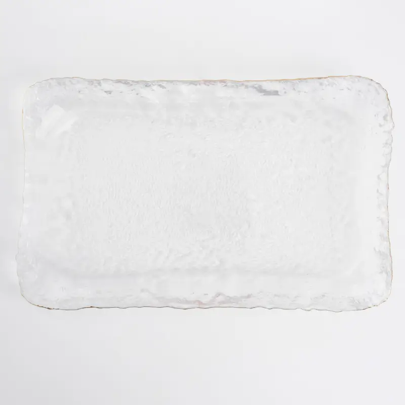 Dish, 14x23 cm, rectangular glass, with golden edging, Nautilus gold