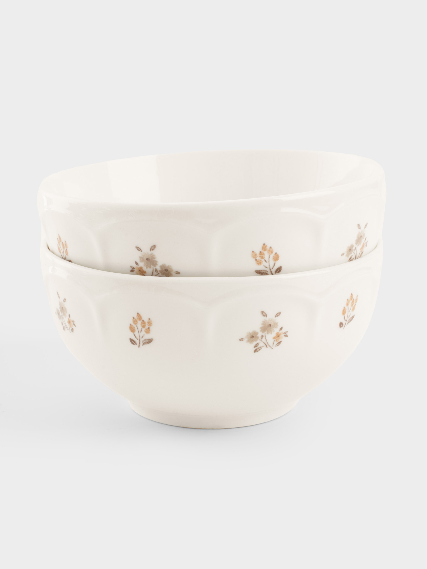 Bowl, 14x7 cm, 2 pcs, porcelain N, white, Vintage flowers, La flore, image-1