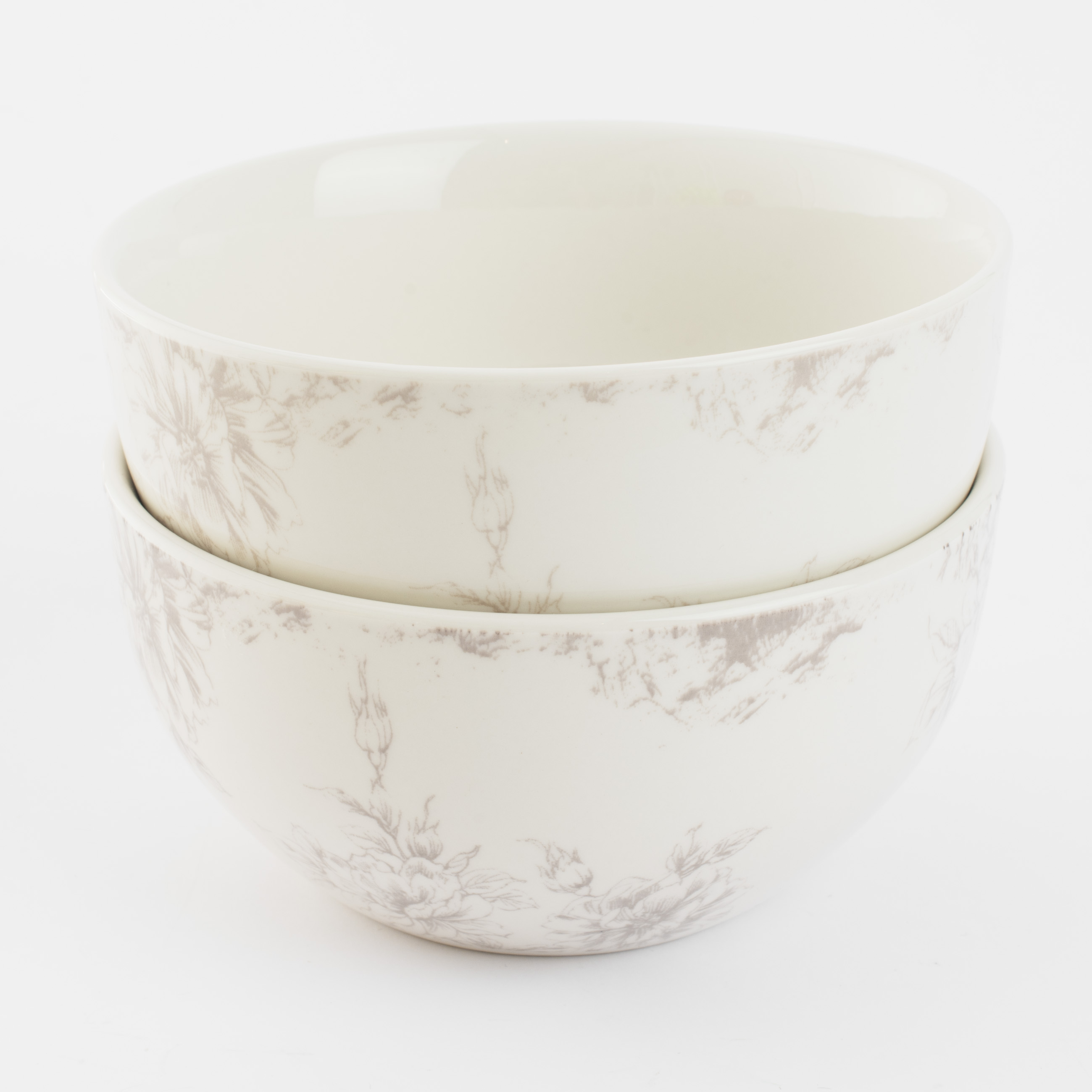 Salad bowl, 14x7 cm, 550 ml, 2 pcs, porcelain P, white, Beige flowers, Maleo