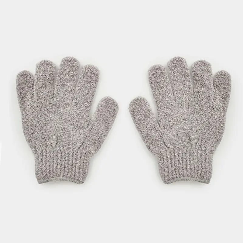 Body wash glove, 19 cm, 2 pcs, nylon, grey, Gentle spa, image-0