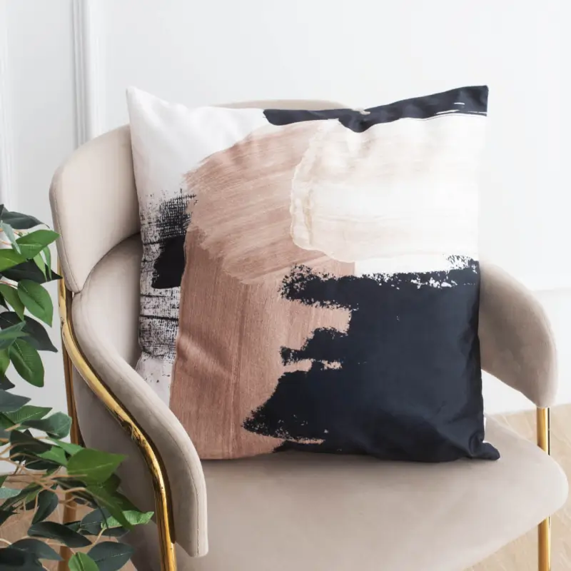 Decorative pillow, 45x45 cm, polyester, Strokes, Abstract