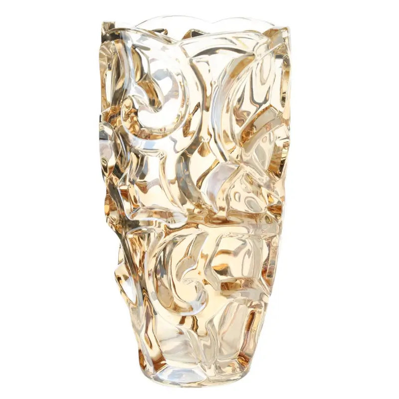 Flower vase, 29 cm, glass R, amber, Patterns, Gala