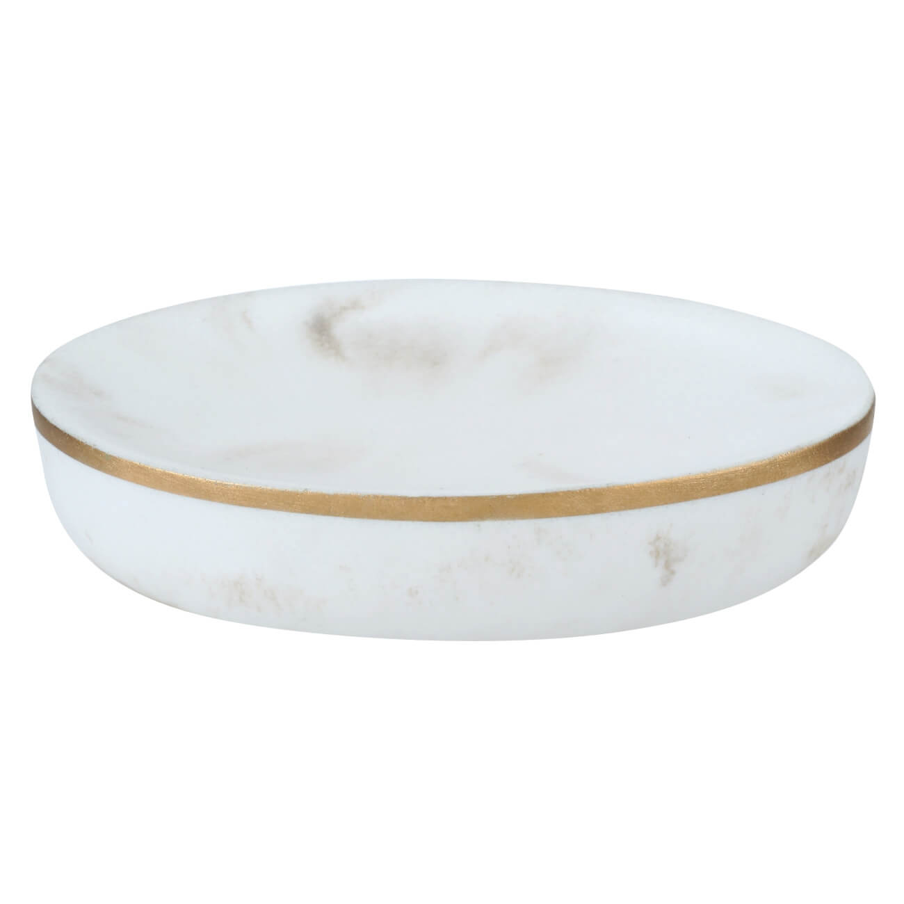 Soap dish, 12x9 cm, polyresin, oval, white-gold, Marble, Dryad
