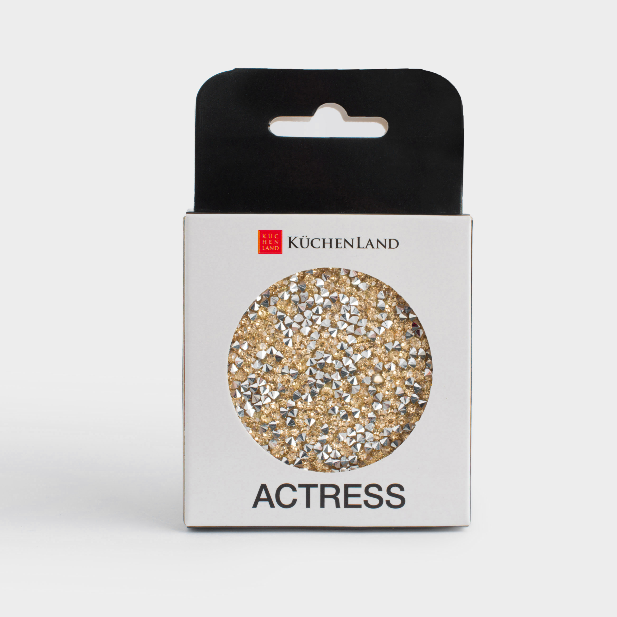 Pocket mirror, 7 cm, double-sided, gold, Sequins, Actress