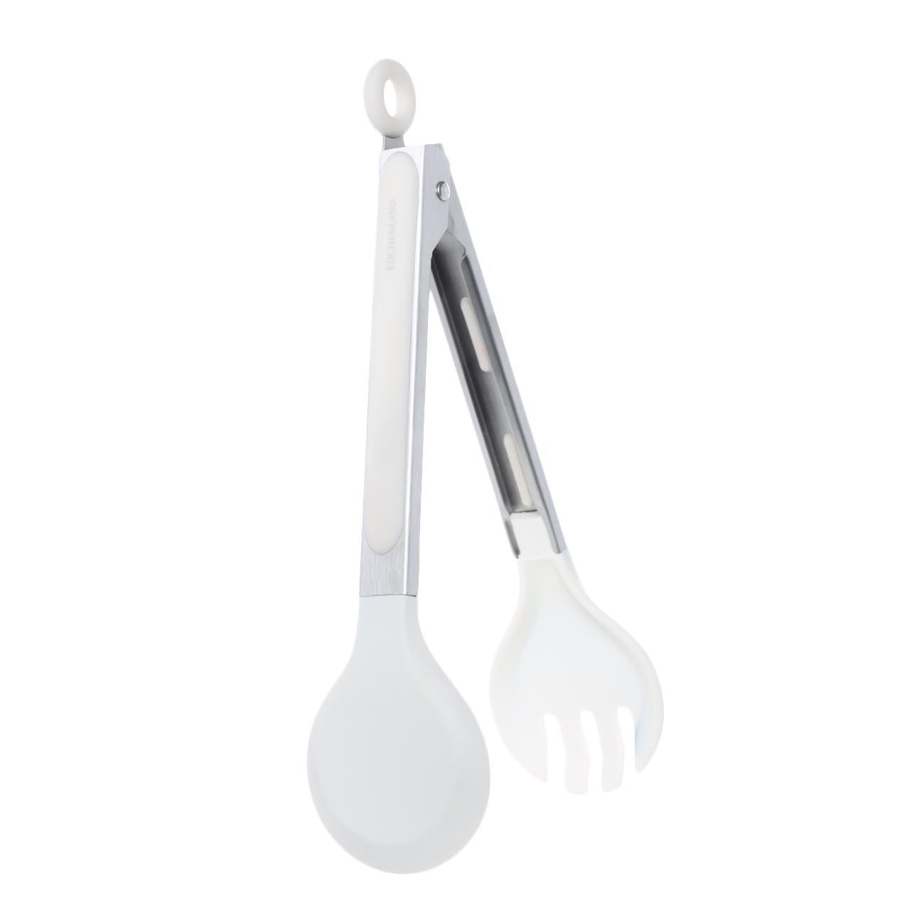 Kitchen tongs, 25 cm, for pasta/salad, silicone/steel, milky, Soft Kitchen, image-2