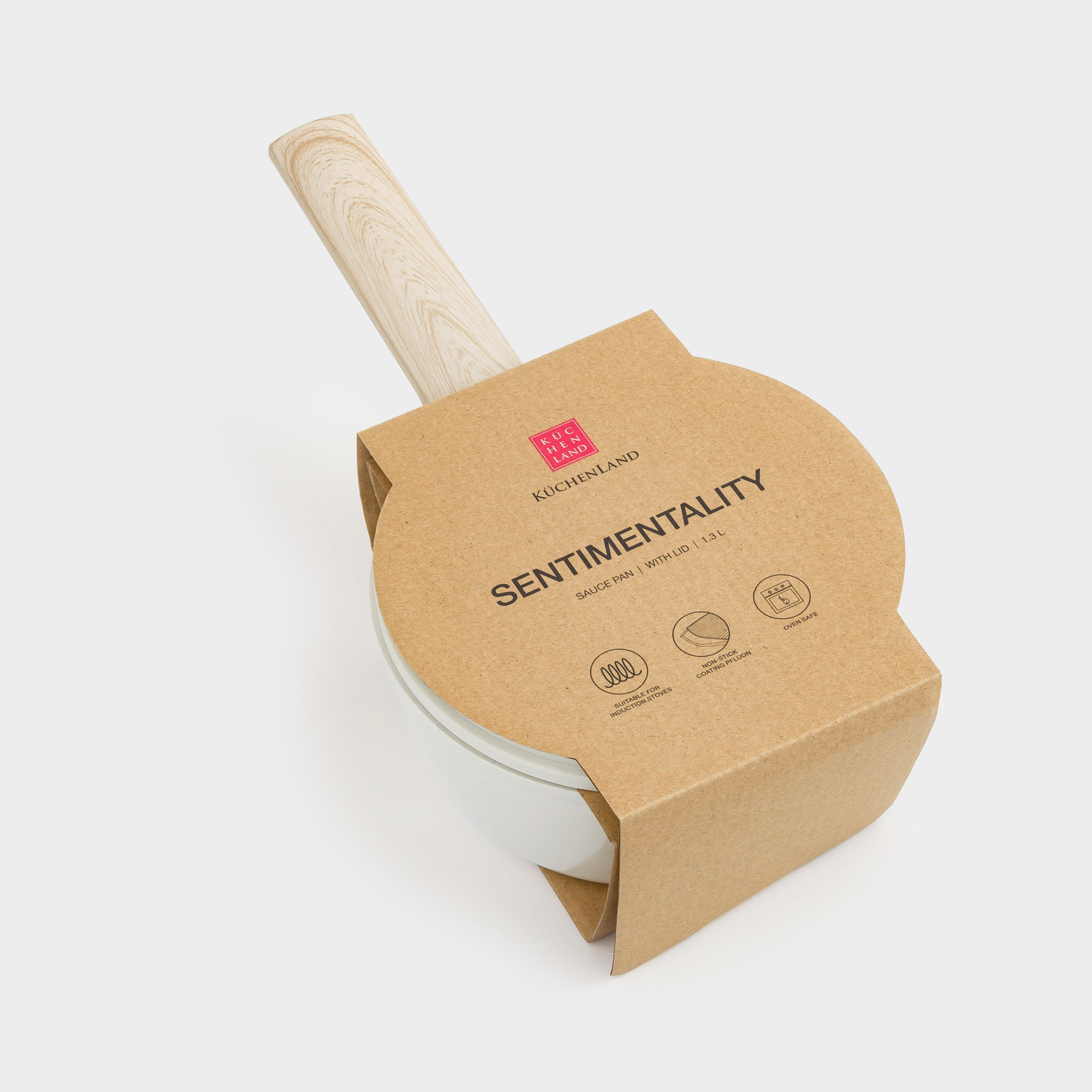 Saucepan, 16 cm, 1.3 l, with lid, coated, aluminum, milky, Sentimentality