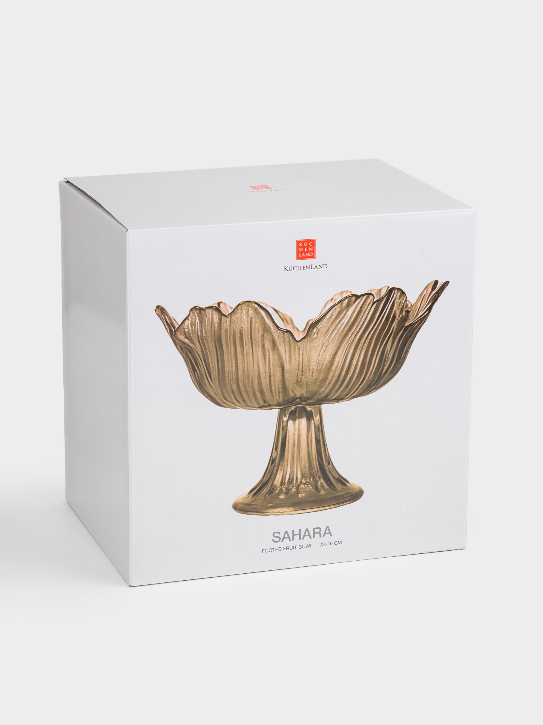 Fruit bowl, 23x18 cm, on a leg, glass, brown, Flower, Sahara, image-5