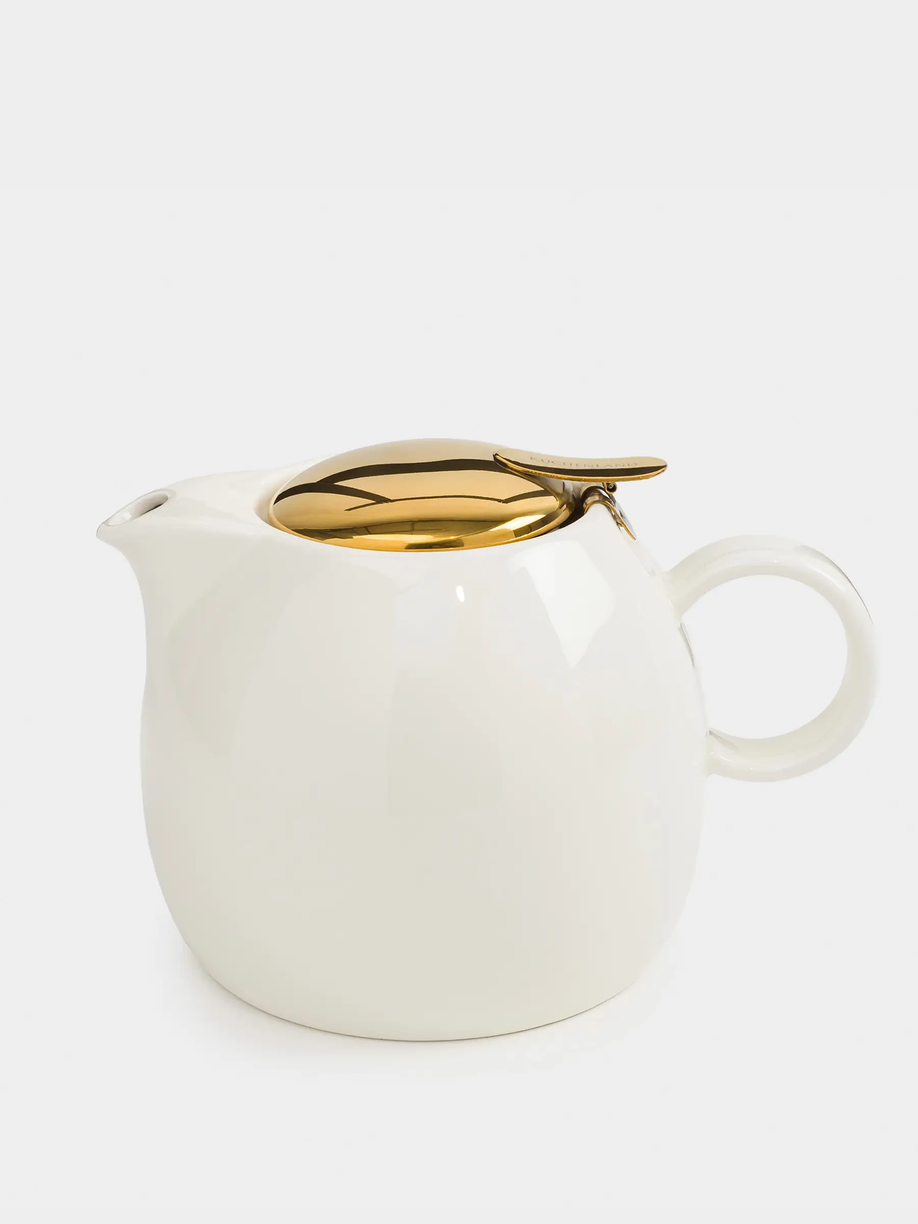 Teapot, 1 l, ceramic / steel, milky gold, Flower, Kettle ceramo