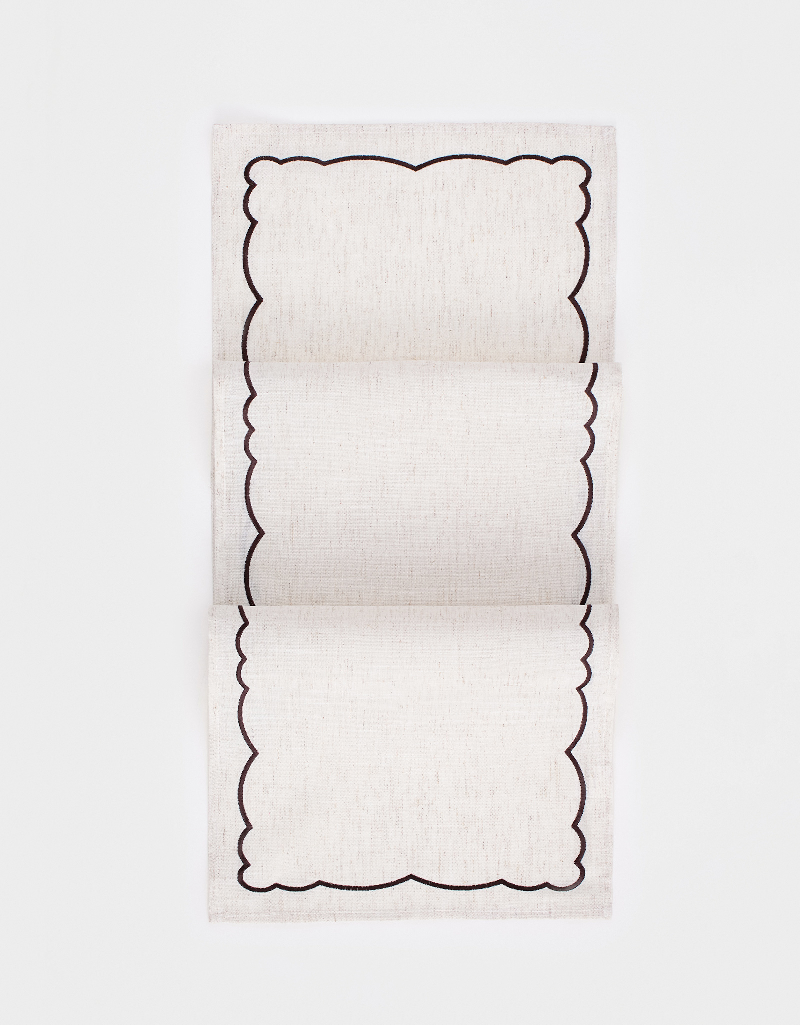 Table runner, 40x160 cm, polyester / linen, beige, Vintage, Melange outline, image-0