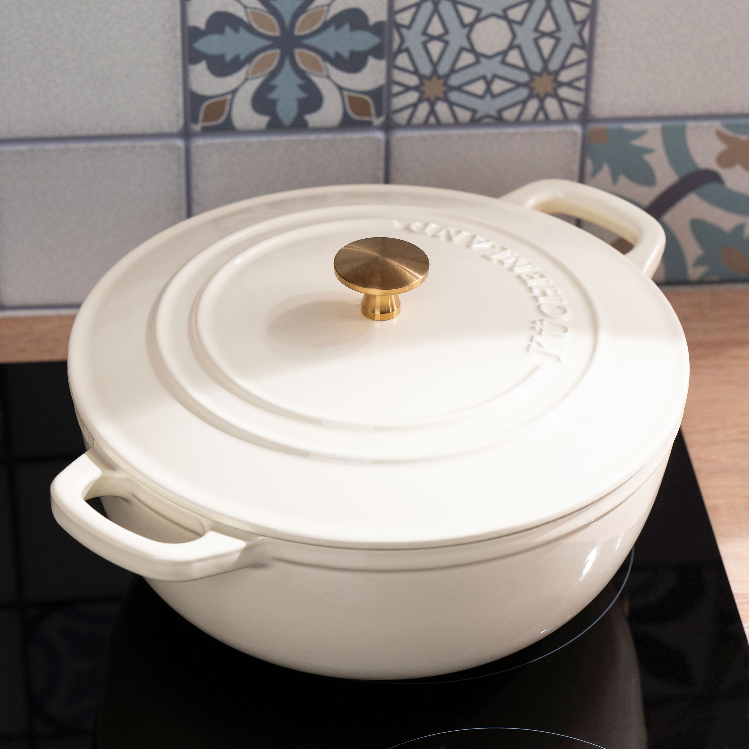 Cauldron, 25 cm, 3.5 l, with lid, cast iron, milk, Light kitchen