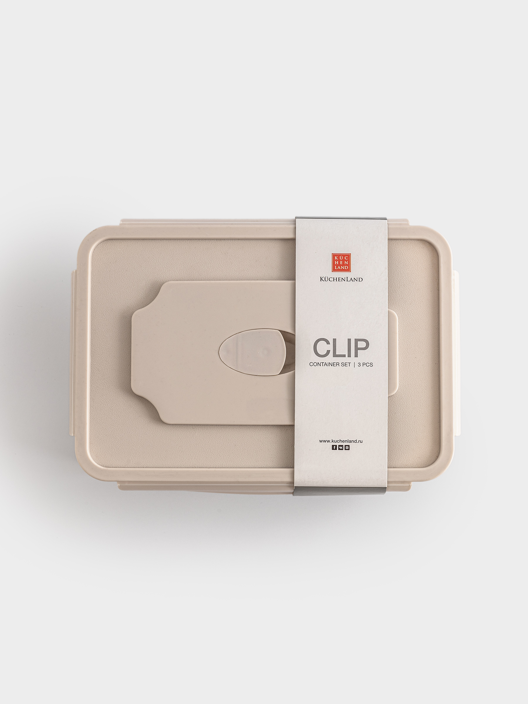 Container set, 3 pcs, with clips, with flap, Plastic, Rectangular, Pastel, Clip, image-5