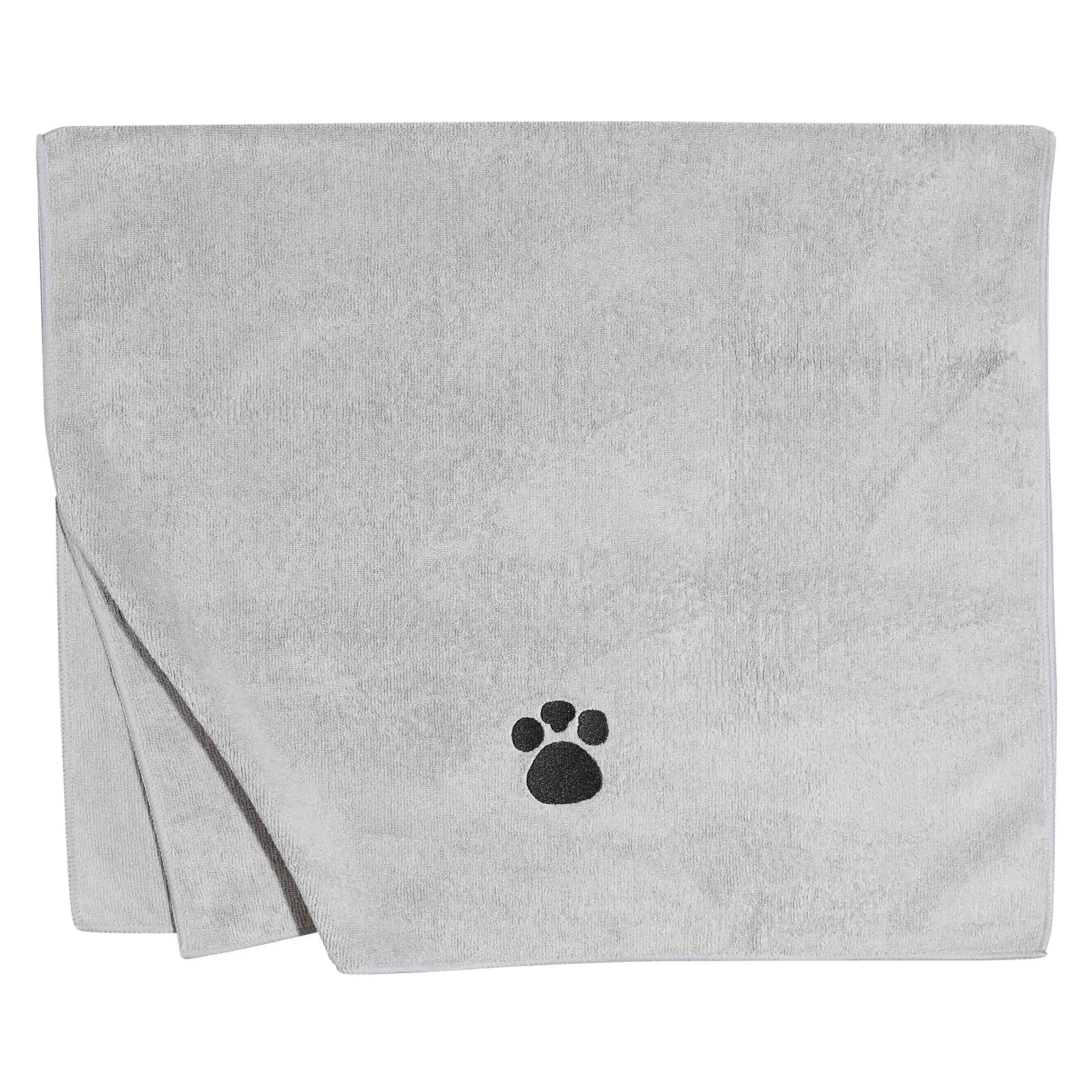 Pet towel, 60x100 cm, microfiber, grey, Paw, Clean pet, image-0