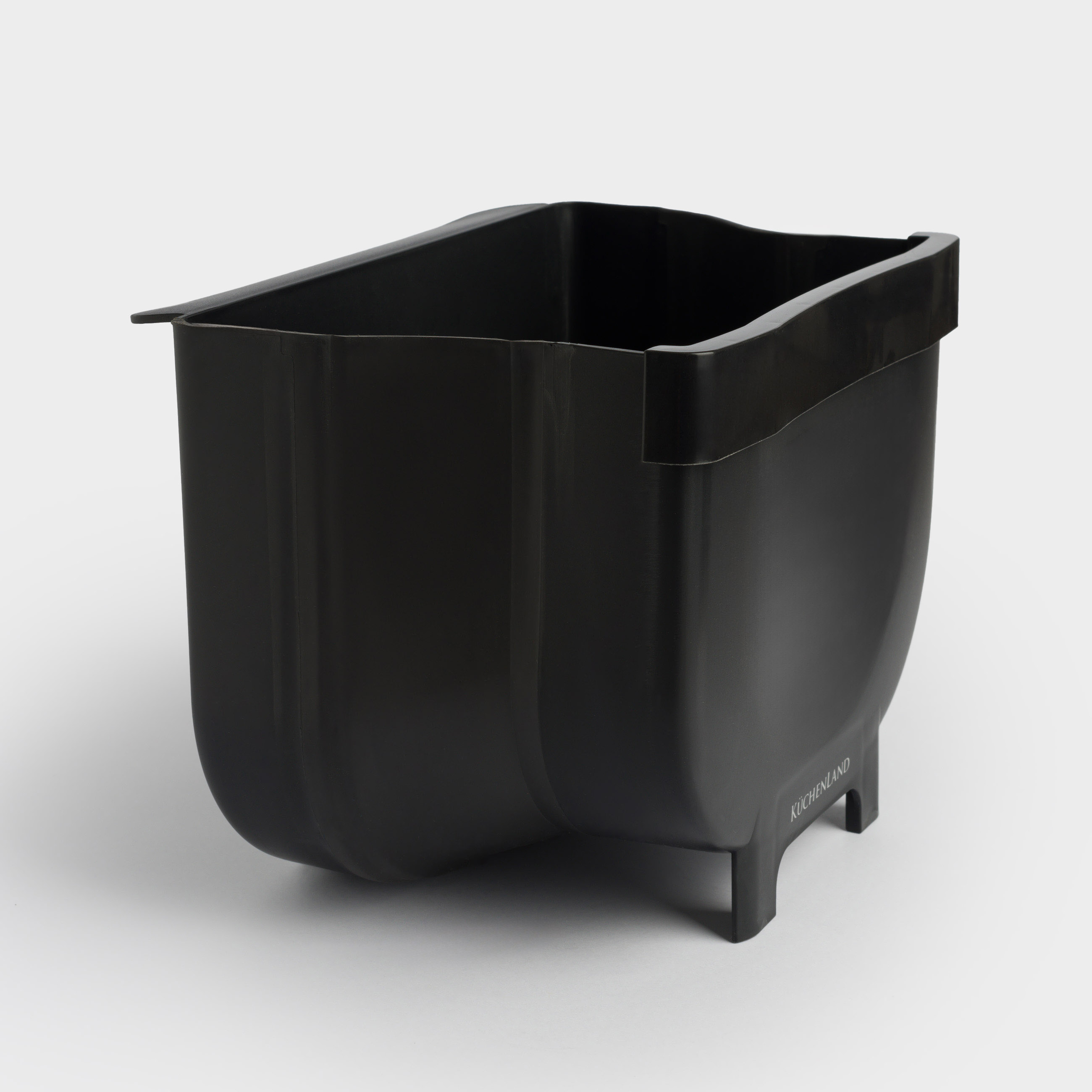 Garbage bucket, 4 L, folding, hanging, plastic / rubber, black, Foldaway black
