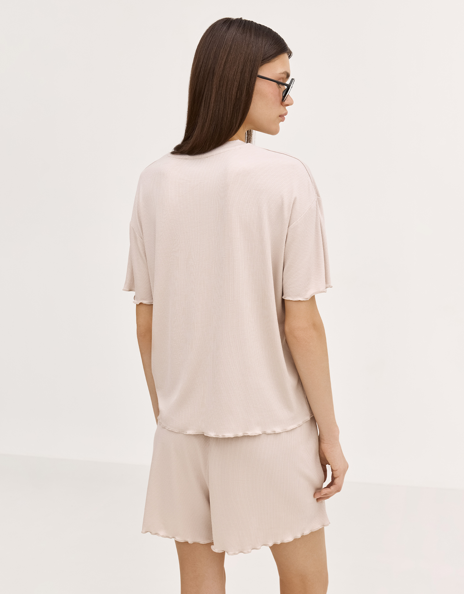 Women's shorts, homewear, size L, modal/spandex, beige, Rosemary, image-4