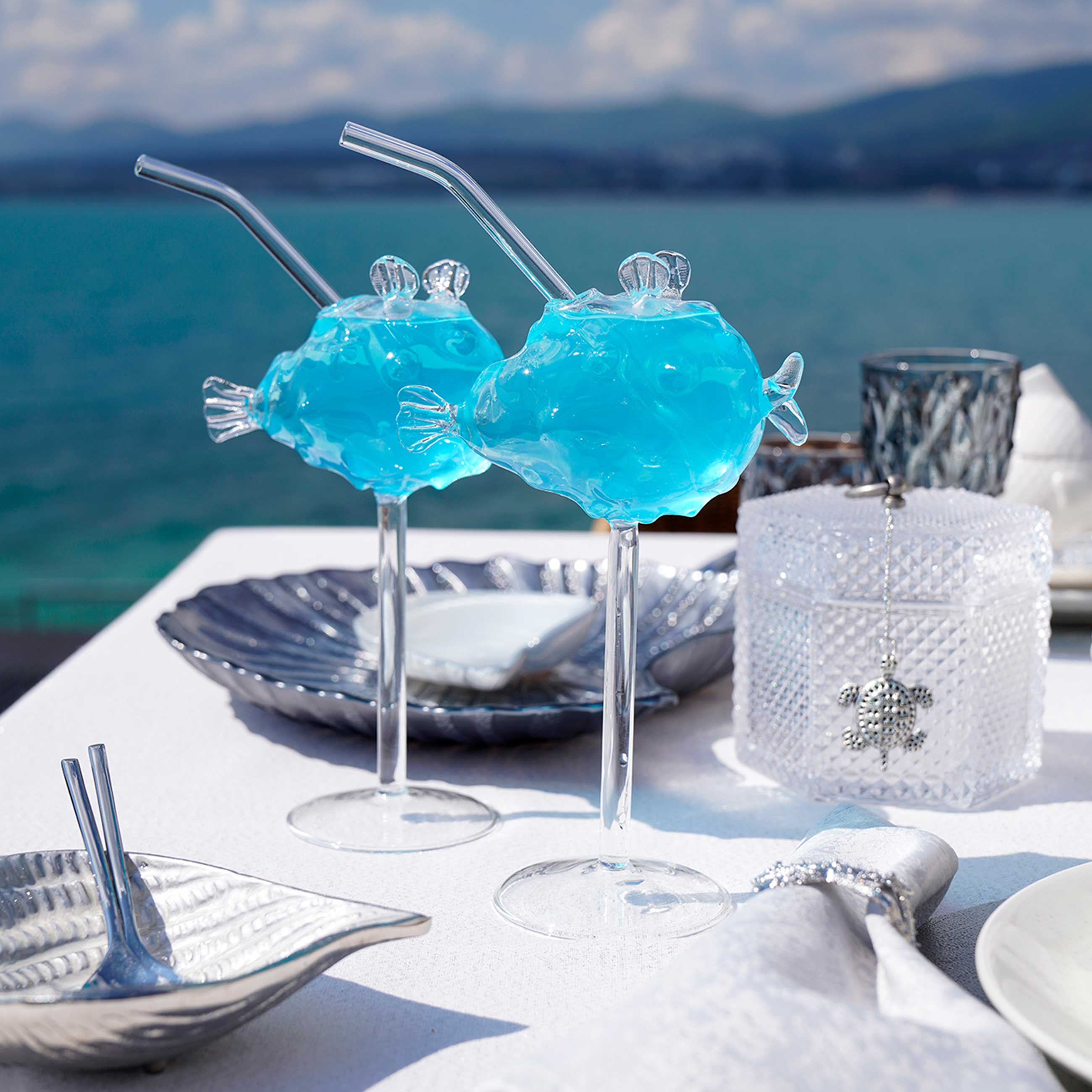 Glass, 210 ml, with tube, glass, Puffer fish, Deep sea, image-5