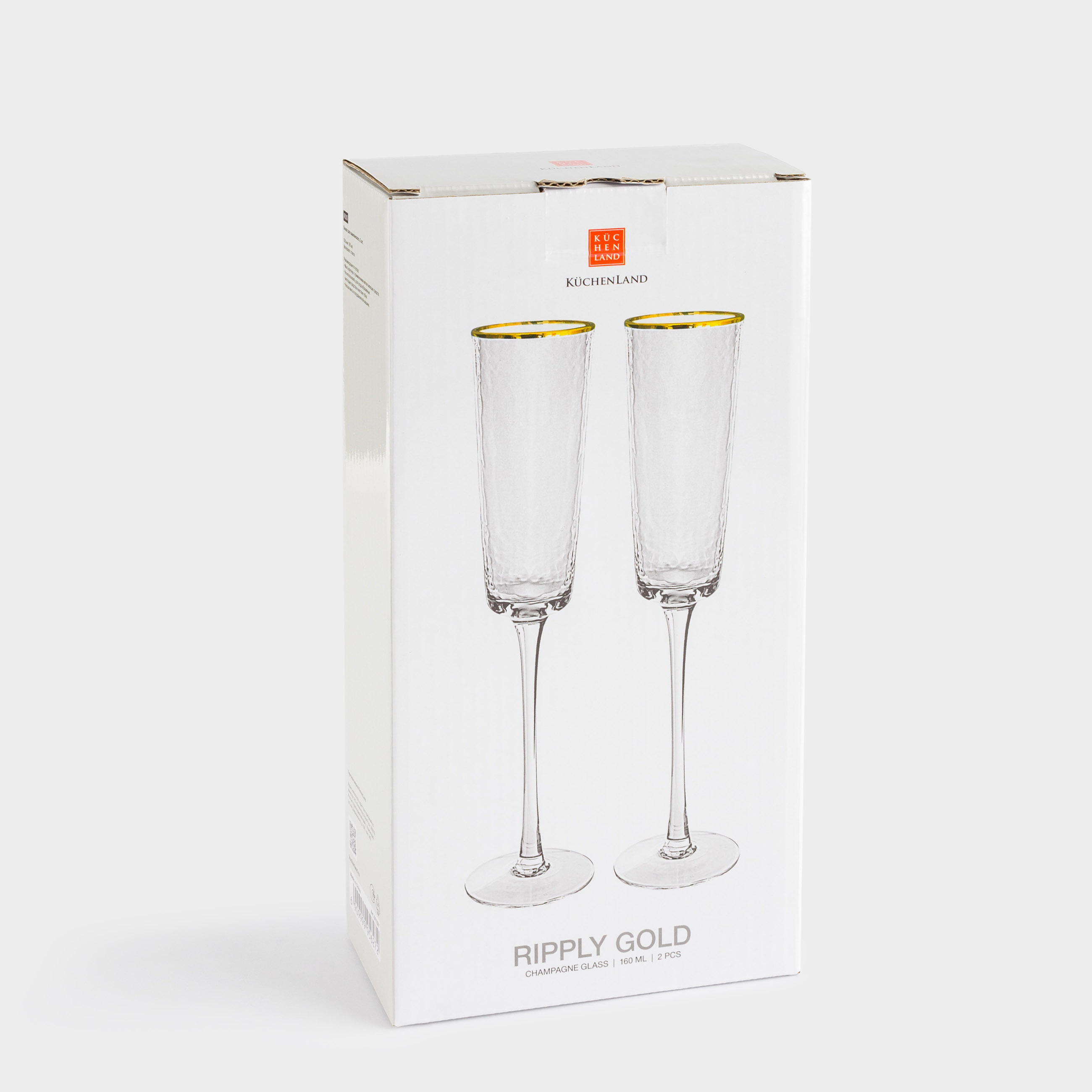 Drinking glass, 160 ml, 2 pcs, glass, with golden edging, Ripply gold, image-4